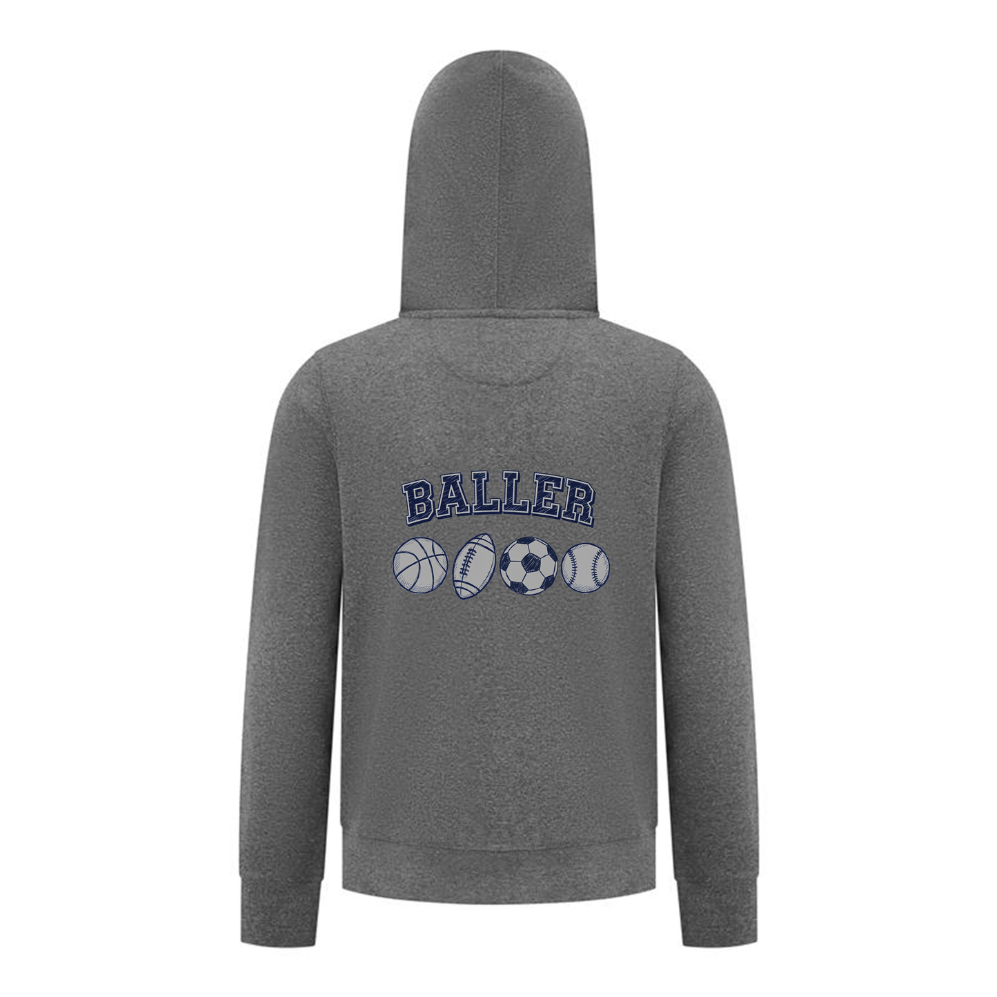 Everyday Kids Sports Collection Boys Zip Up Hoodie – Ballers Multi-Sport Graphic Sweatshirt