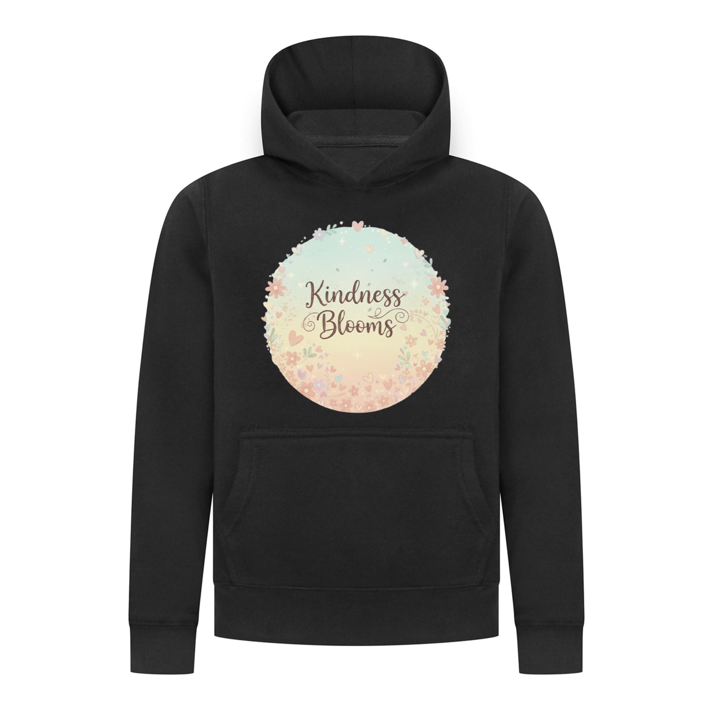 Everyday Kids “Kindness Blooms” Girls Pullover Hoodie – Pastel Floral Positive Sweatshirt