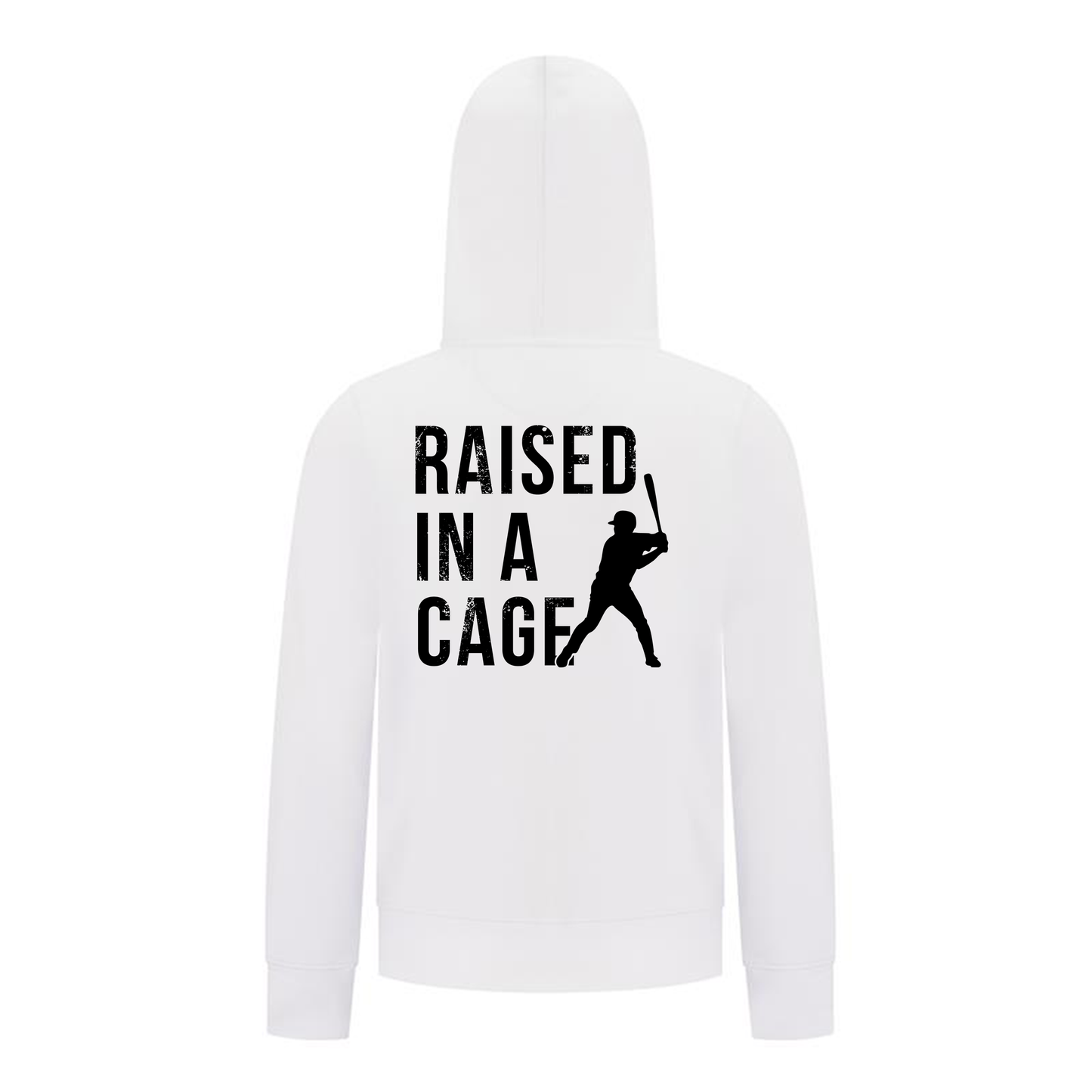 Everyday Kids Baseball Collection Boys Zip Up Hoodie – “Raised in a Cage” Batter Graphic Sports Sweatshirt
