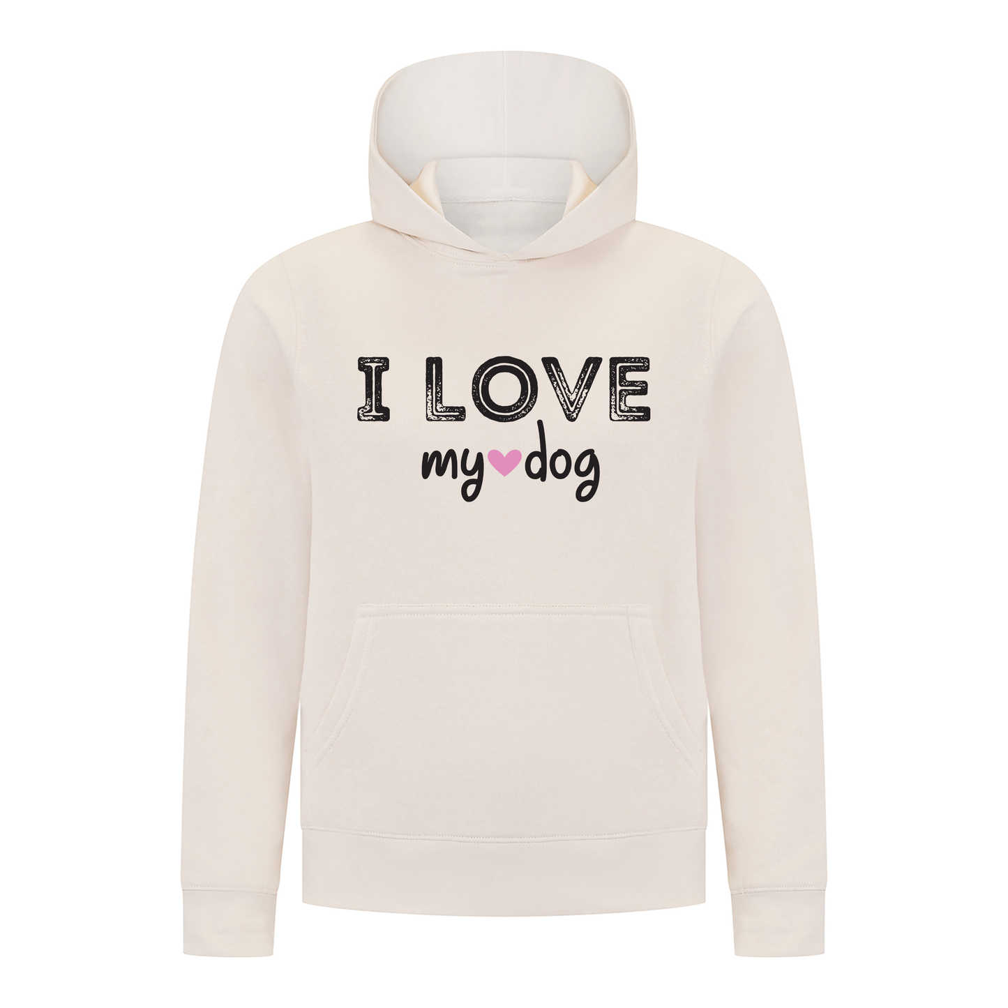 Everyday Kids Girls Collection I Love My Dog Pullover Hoodie – Cozy Pet Lover Graphic Long Sleeve Sweatshirt