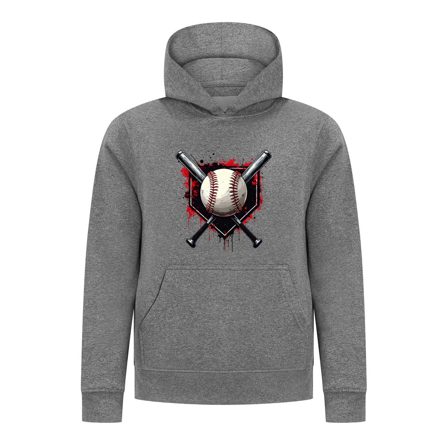 Everyday Kids Baseball Boys Pullover Hoodie – Bold Home Plate, Crossed Bat & Baseball Sweatshirt