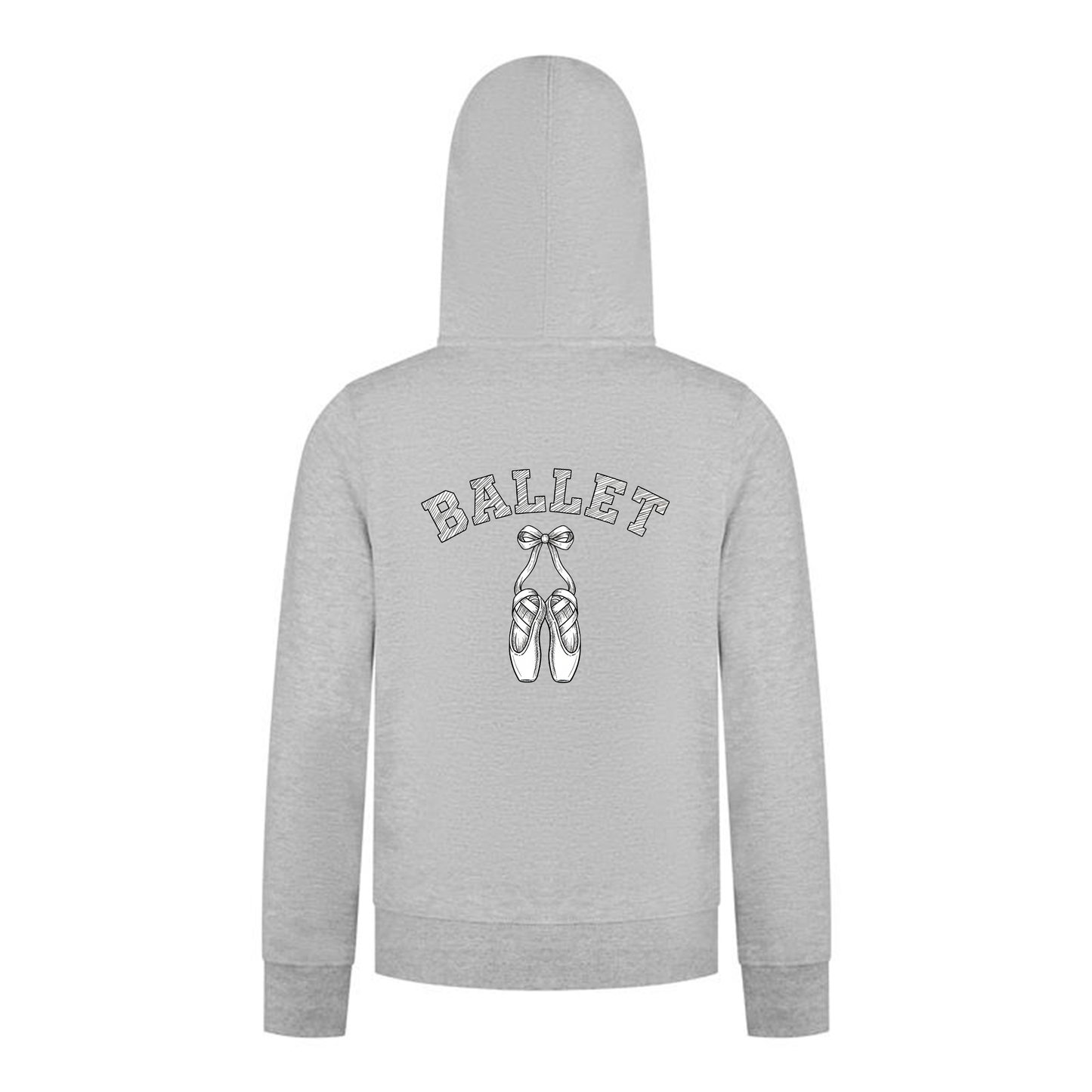 Everyday Kids Ballet Collection Hoodie Girls Zip Up – Pointe Shoe Sketch Design - Graphic Sweatshirt