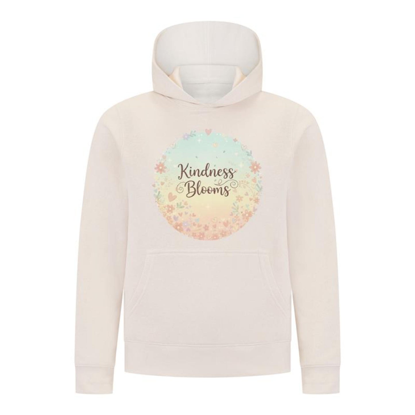 Everyday Kids “Kindness Blooms” Girls Pullover Hoodie – Pastel Floral Positive Sweatshirt