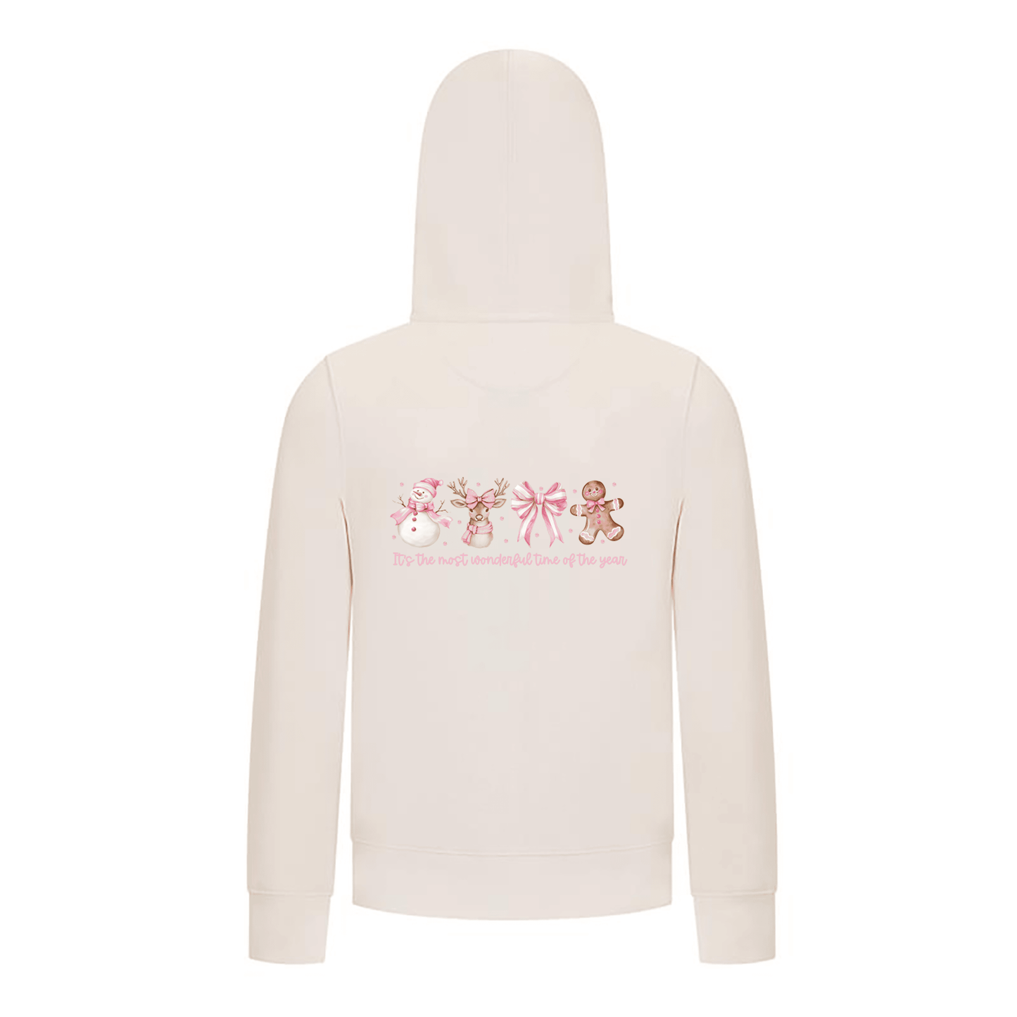 Everyday Kids Christmas Collection Most Wonderful Time Girls Zip up Hoodie – Pink Holiday Sweatshirt