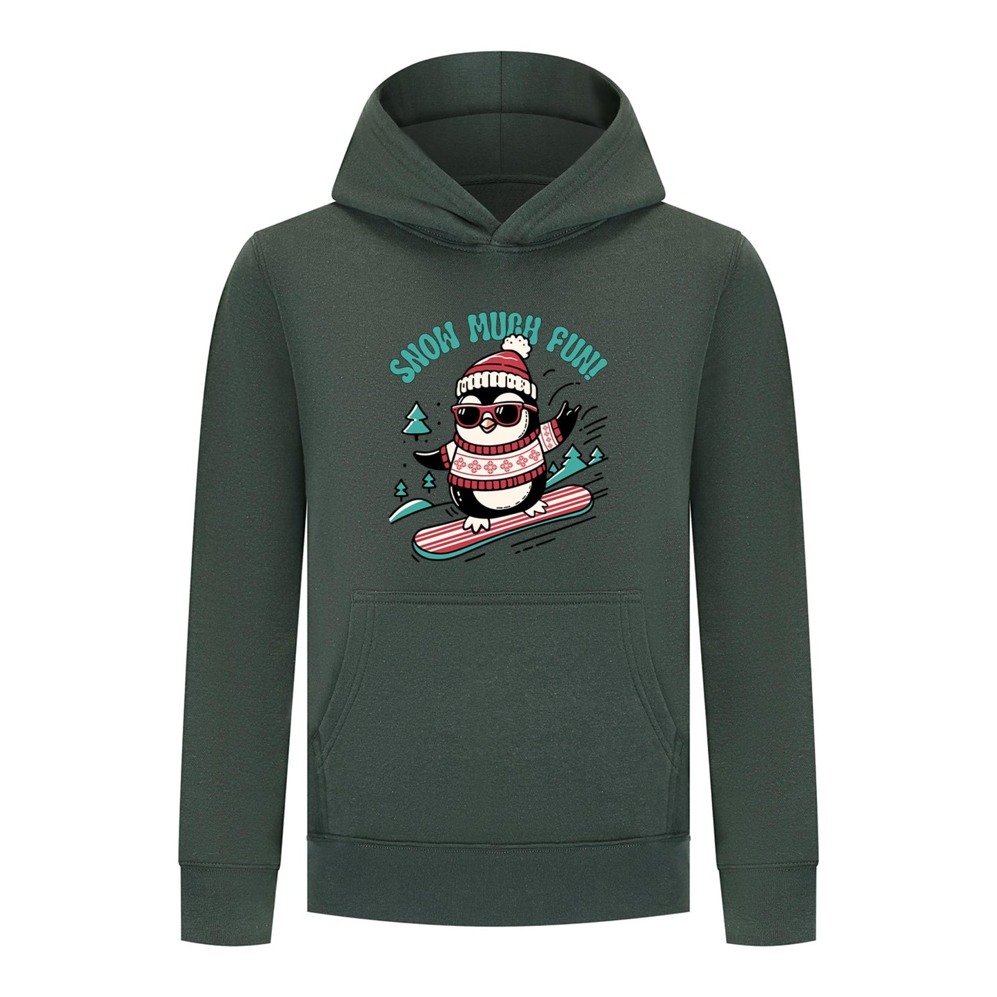 Everyday Kids Christmas Collection Snow Much Fun Boys Pullover Hoodie – Holiday Penguin Sweatshirt