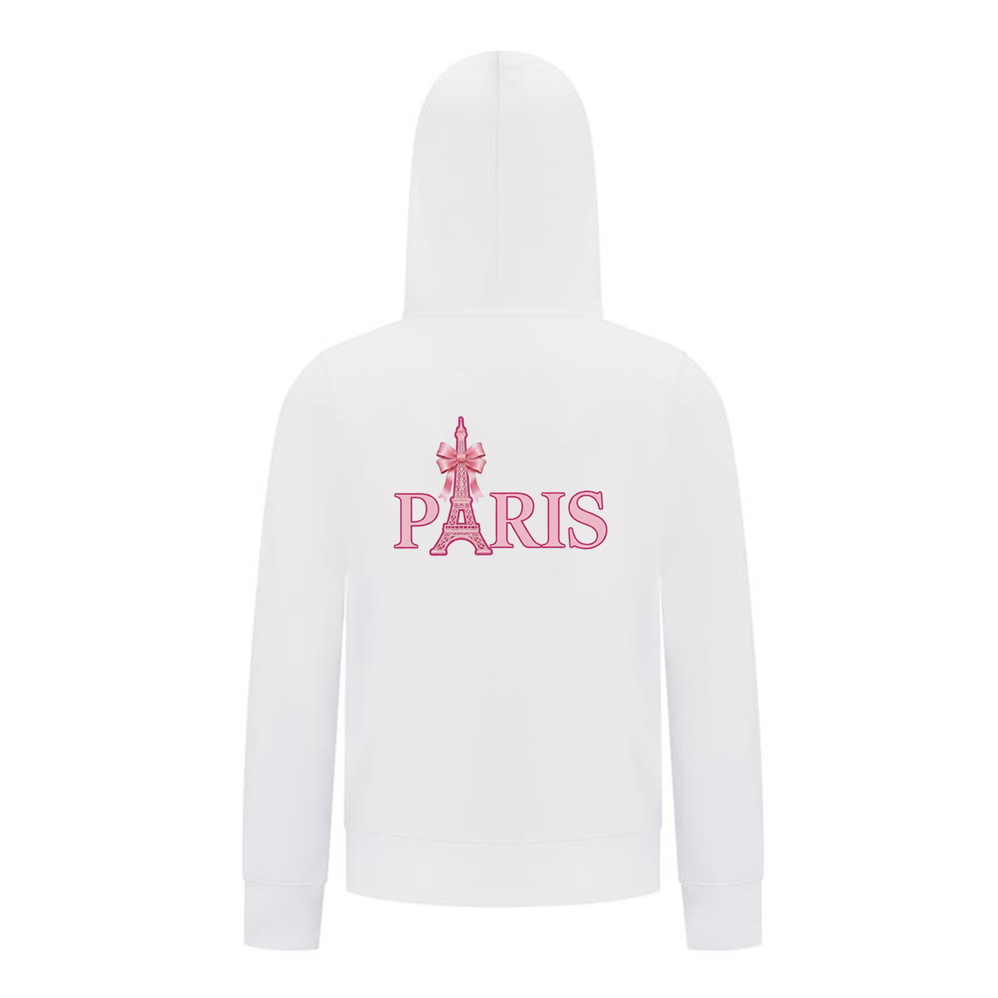 Everyday Kids Paris Bow Girls Zip Up Hoodie – Pink Eiffel Tower City Graphic Sweatshirt