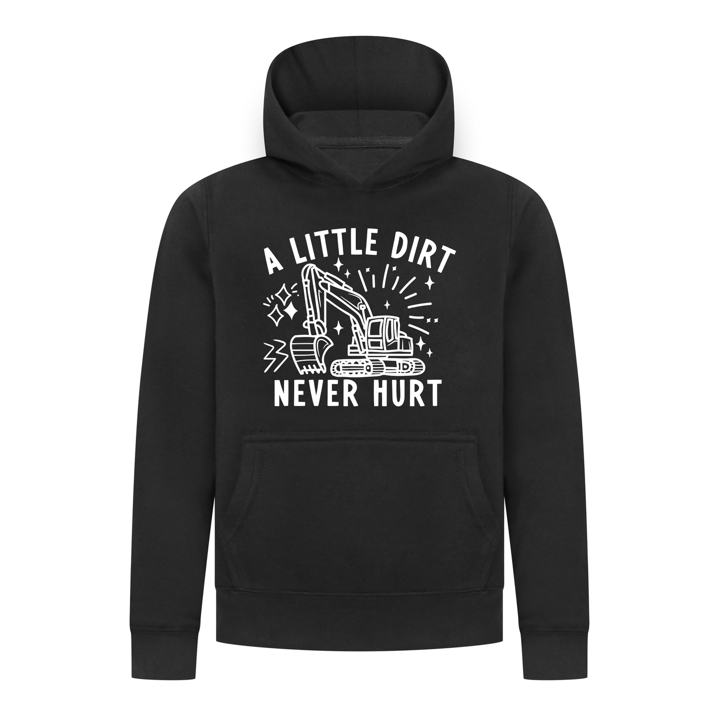 Everyday Kids Construction collection Pullover  Hoodie – “A Little Dirt Never Hurt” Graphic Sweatshirt