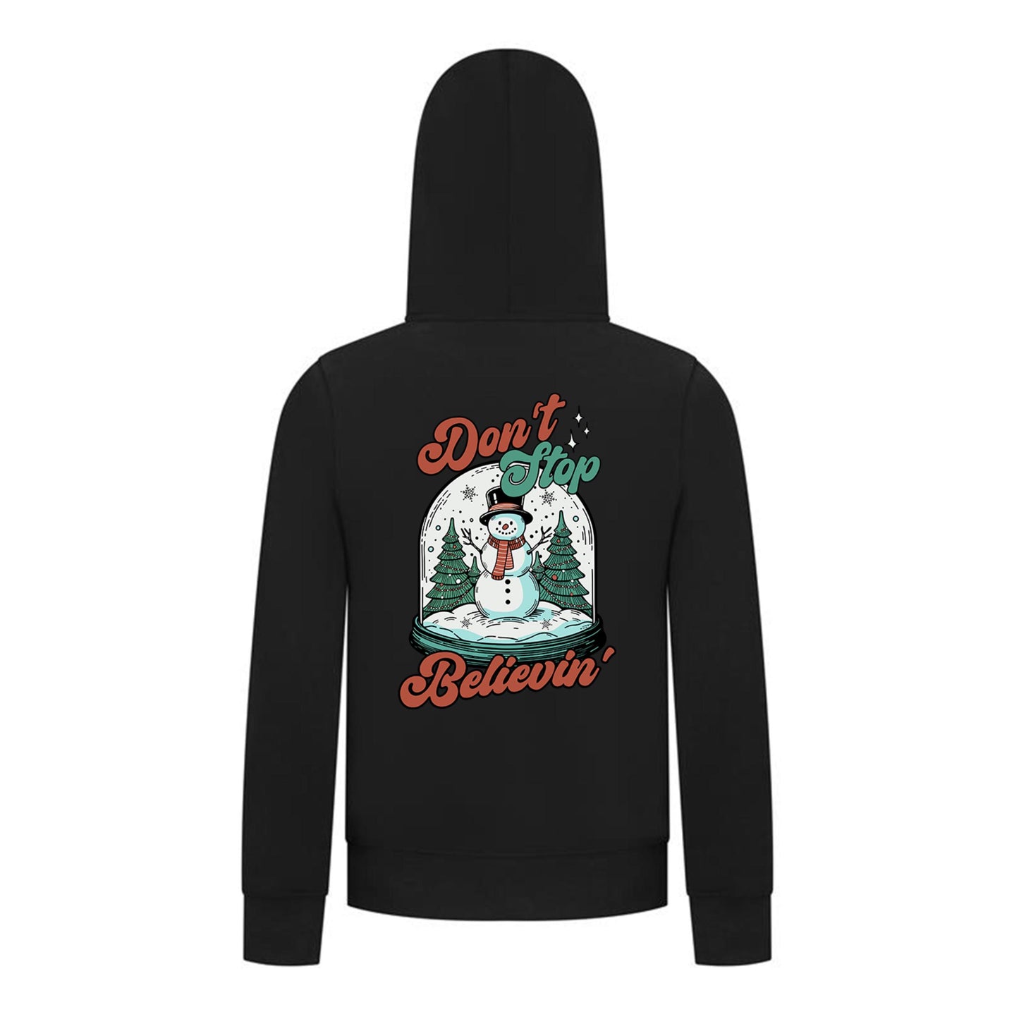 Everyday Kids Christmas Collection Don’t Stop Believin’ Zip Up Hoodie – Holiday Snowman Sweatshirt