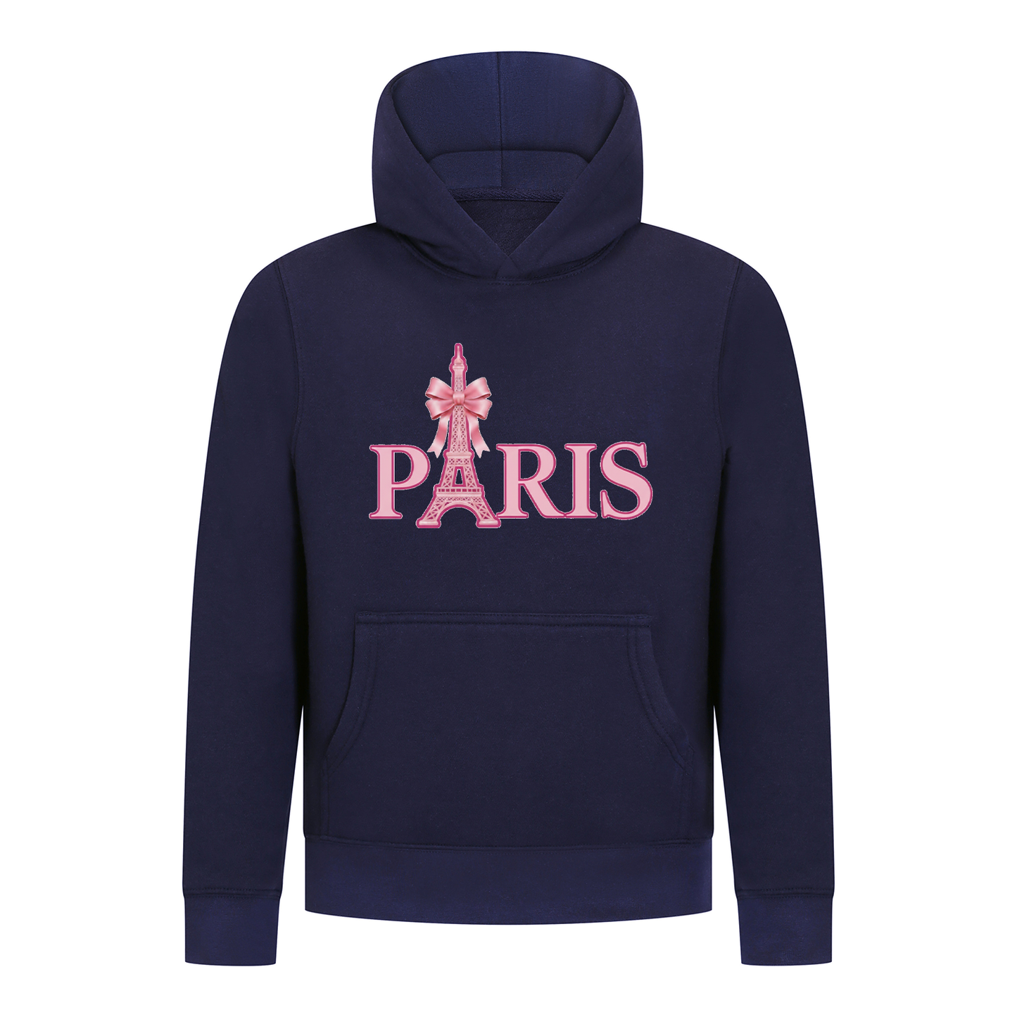 Everyday Kids Paris Bow Girls Pullover Hoodie – Pink Eiffel Tower City Graphic Sweatshirt