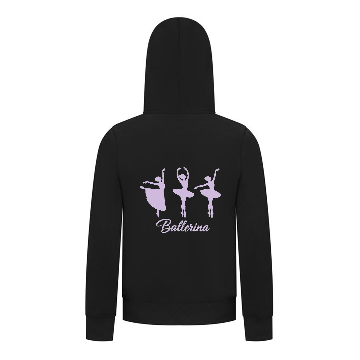 Everyday Kids Ballerina Girls Zip Up Hoodie – Purple Dancer Silhouette Ballet Sweatshirt