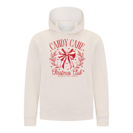 Everyday Kids Christmas Collection Candy Cane Christmas Club Girls Pullover Hoodie – Holiday Sweatshirt - Off White