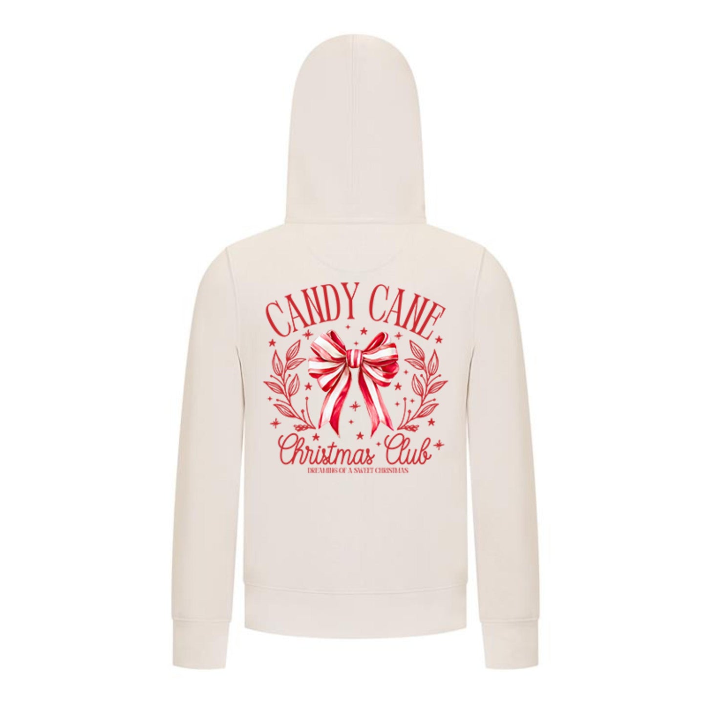 Everyday Kids Christmas Collection Candy Cane Christmas Club Girls Zip Up Hoodie – Holiday Sweatshirt - Off White