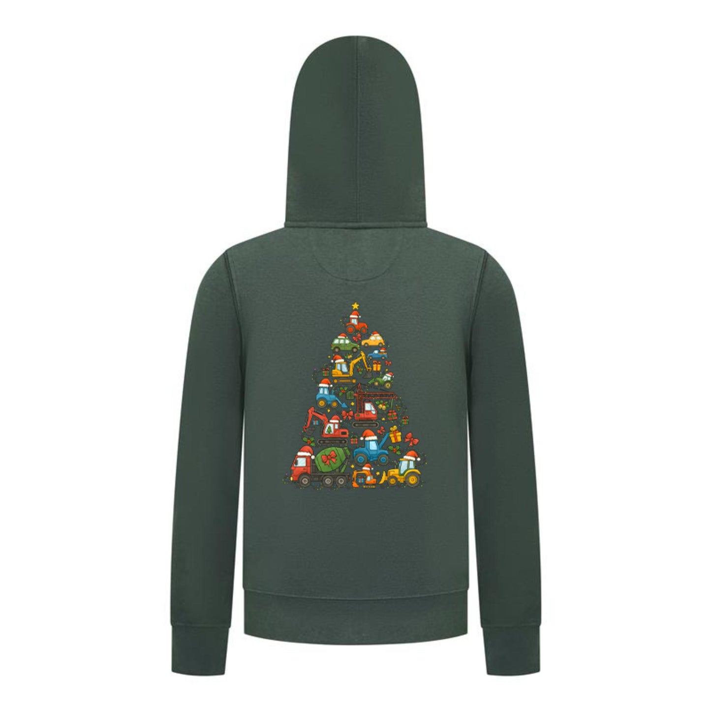 Everyday Kids Christmas Collection Construction Truck Tree Boys Zip up Hoodie – Holiday Sweatshirt - Red