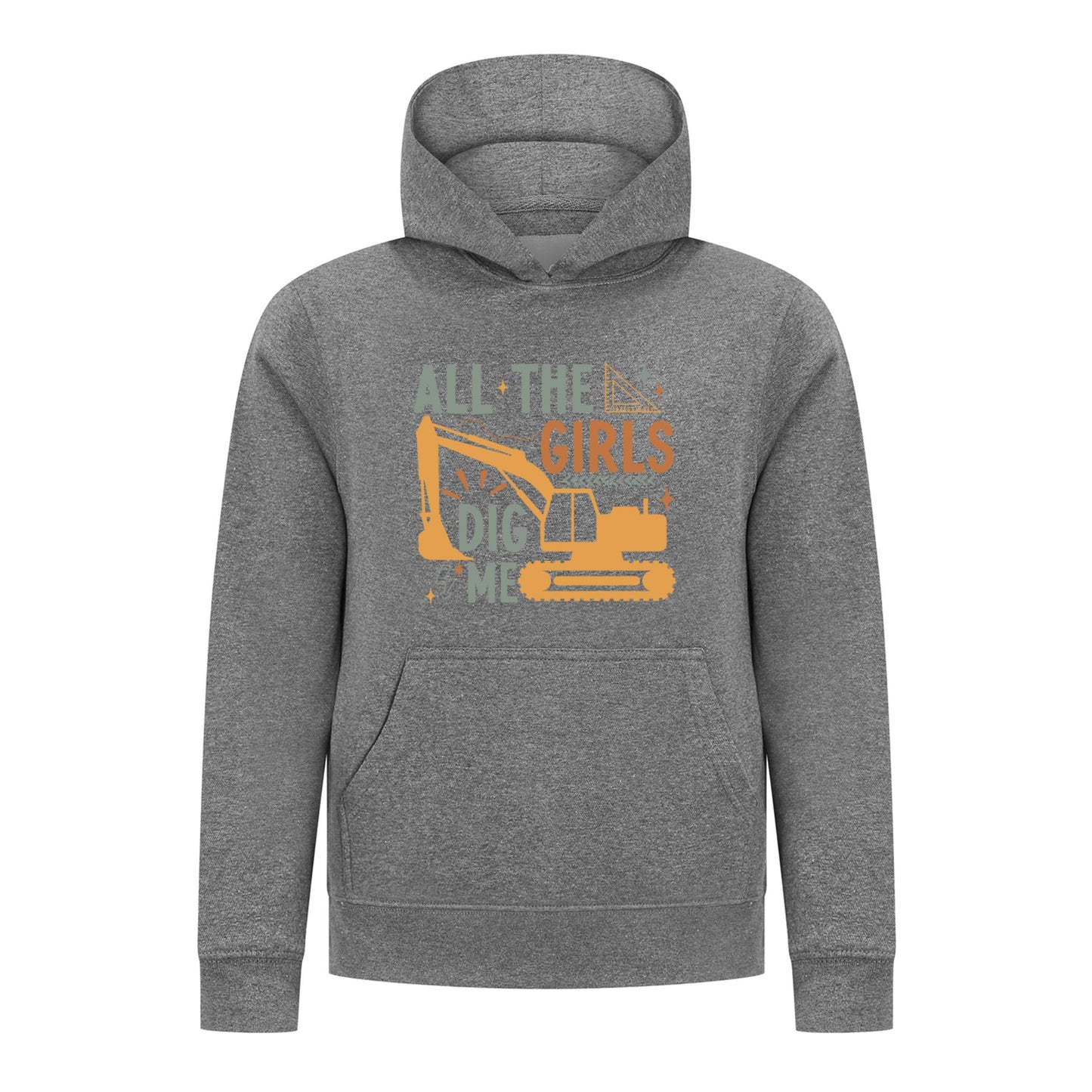 Everyday Kids All the Girls Dig Me Boys Pullover Hoodie – Funny Construction Truck Sweatshirt