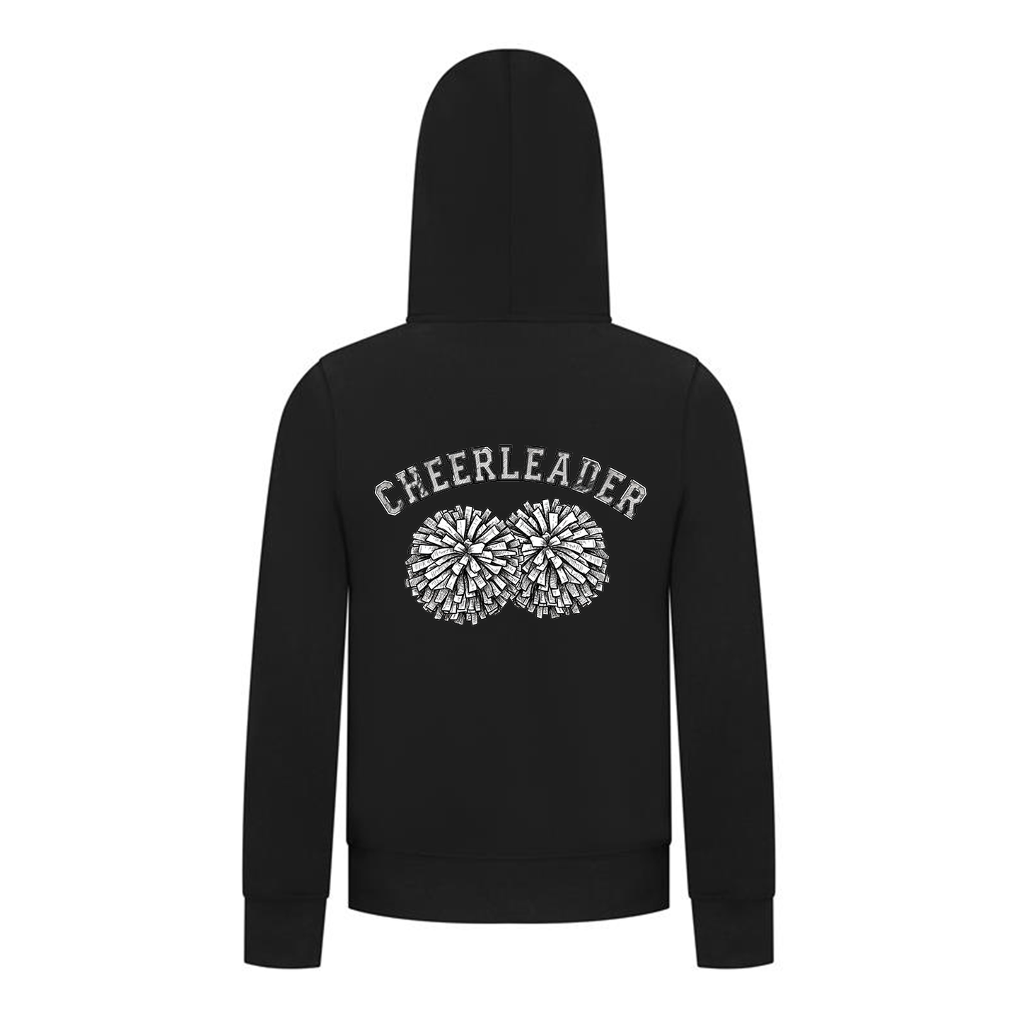 Everyday Kids Cheerleader Girls Zip Up Hoodie – Pom Pom Sketch Graphic Sweatshirt