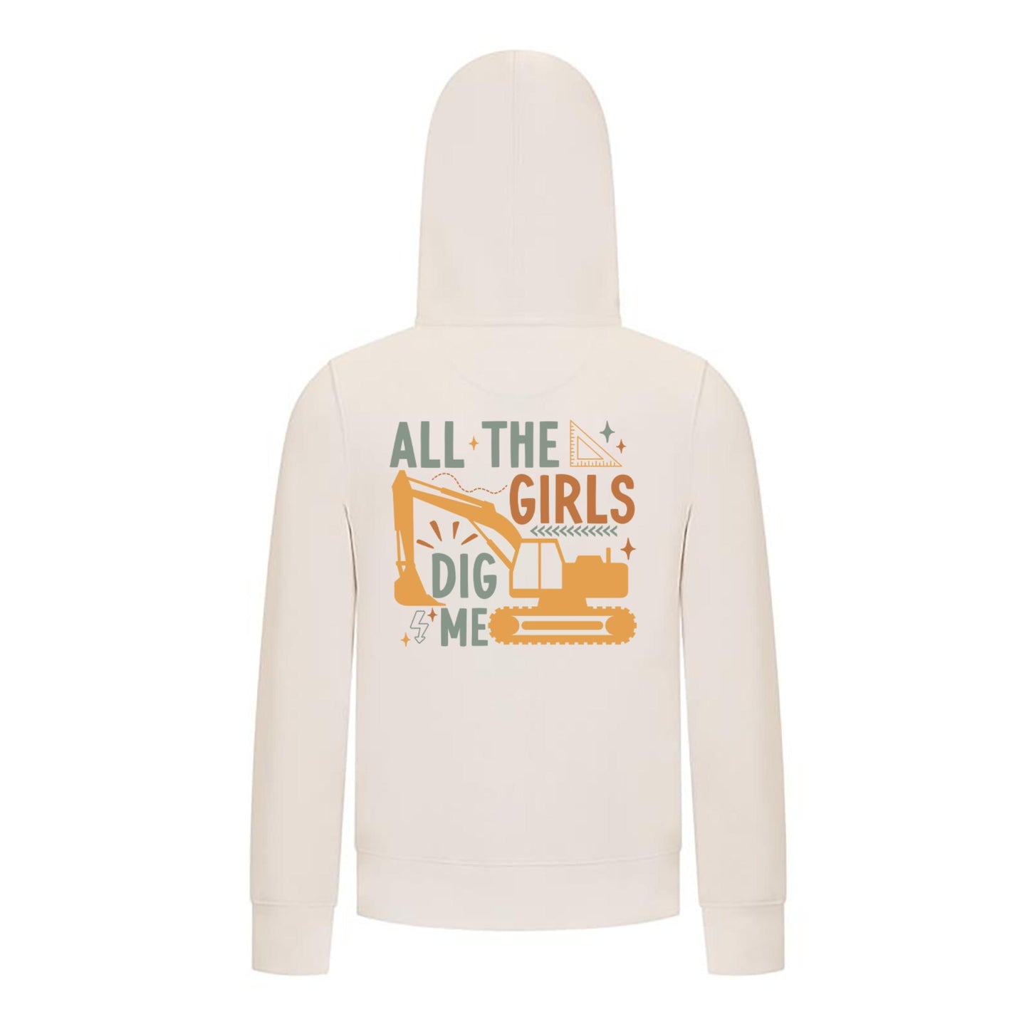Everyday Kids All the Girls Dig Me Boys Zip Up Hoodie – Funny Construction Truck Sweatshirt