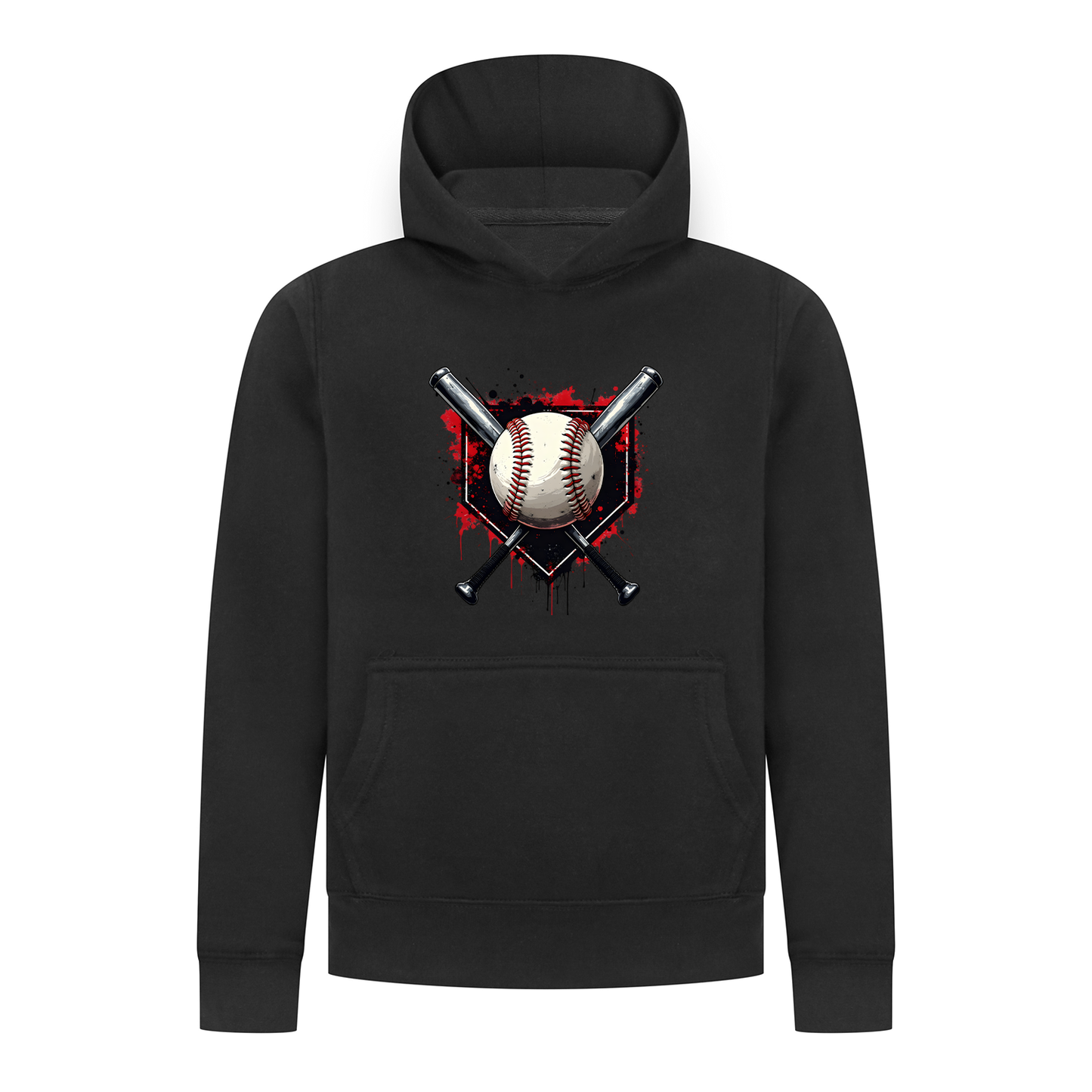 Everyday Kids Baseball Boys Pullover Hoodie – Bold Home Plate, Crossed Bat & Baseball Sweatshirt