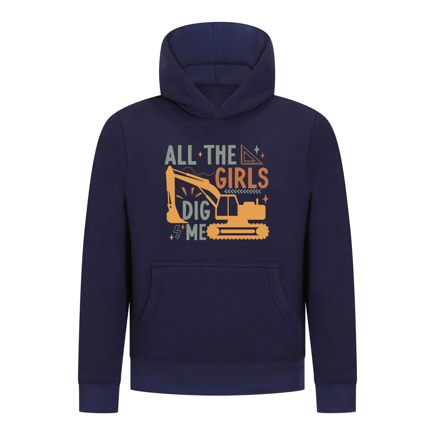 Everyday Kids All the Girls Dig Me Boys Pullover Hoodie – Funny Construction Truck Sweatshirt
