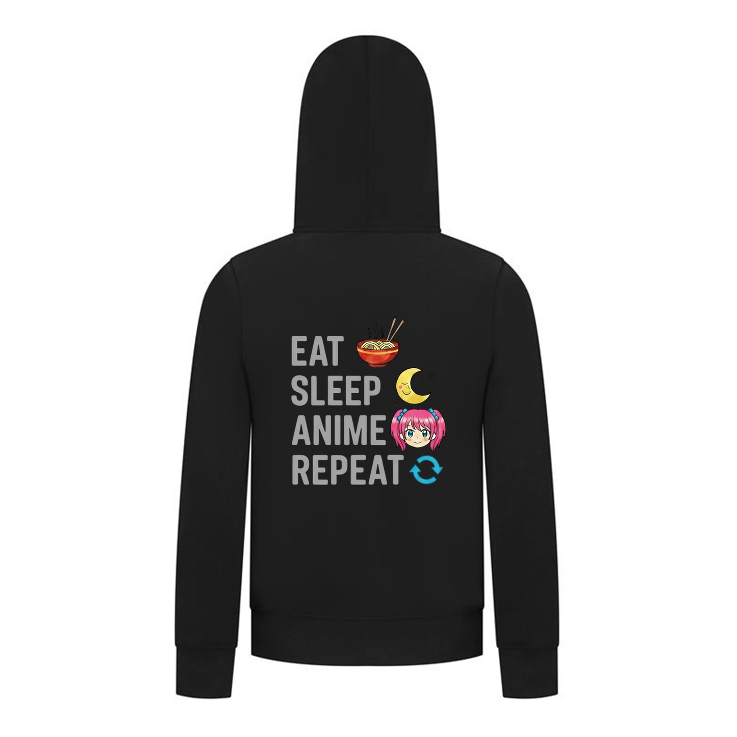 Everyday Kids Anime Collection Girls Zip Up Hoodie – Cute Pink Anime Girl, Ramen & Moon Graphic Sweatshirt
