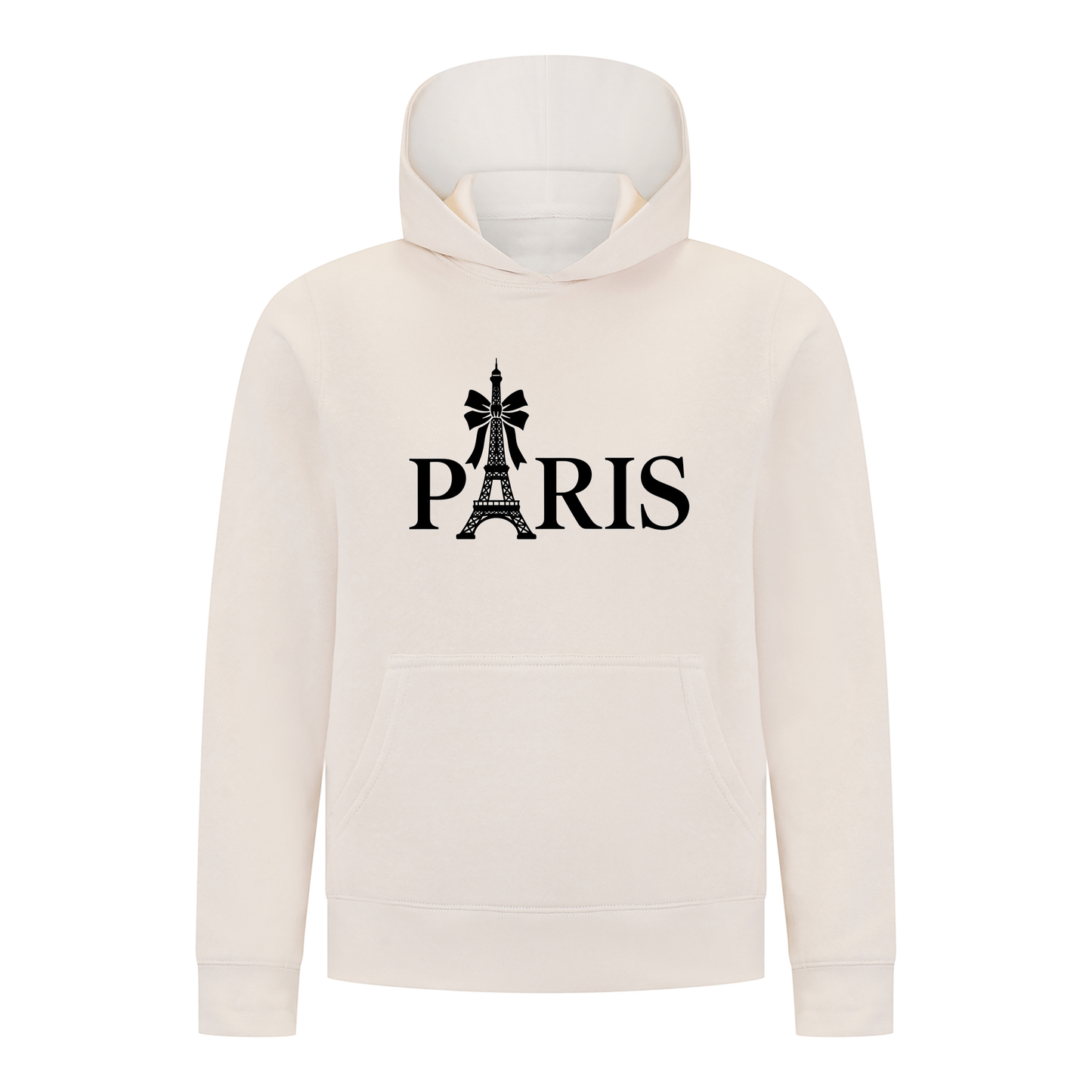 Everyday Kids Paris Bow Girls Pullover Hoodie – Black Eiffel Tower City Graphic Sweatshirt