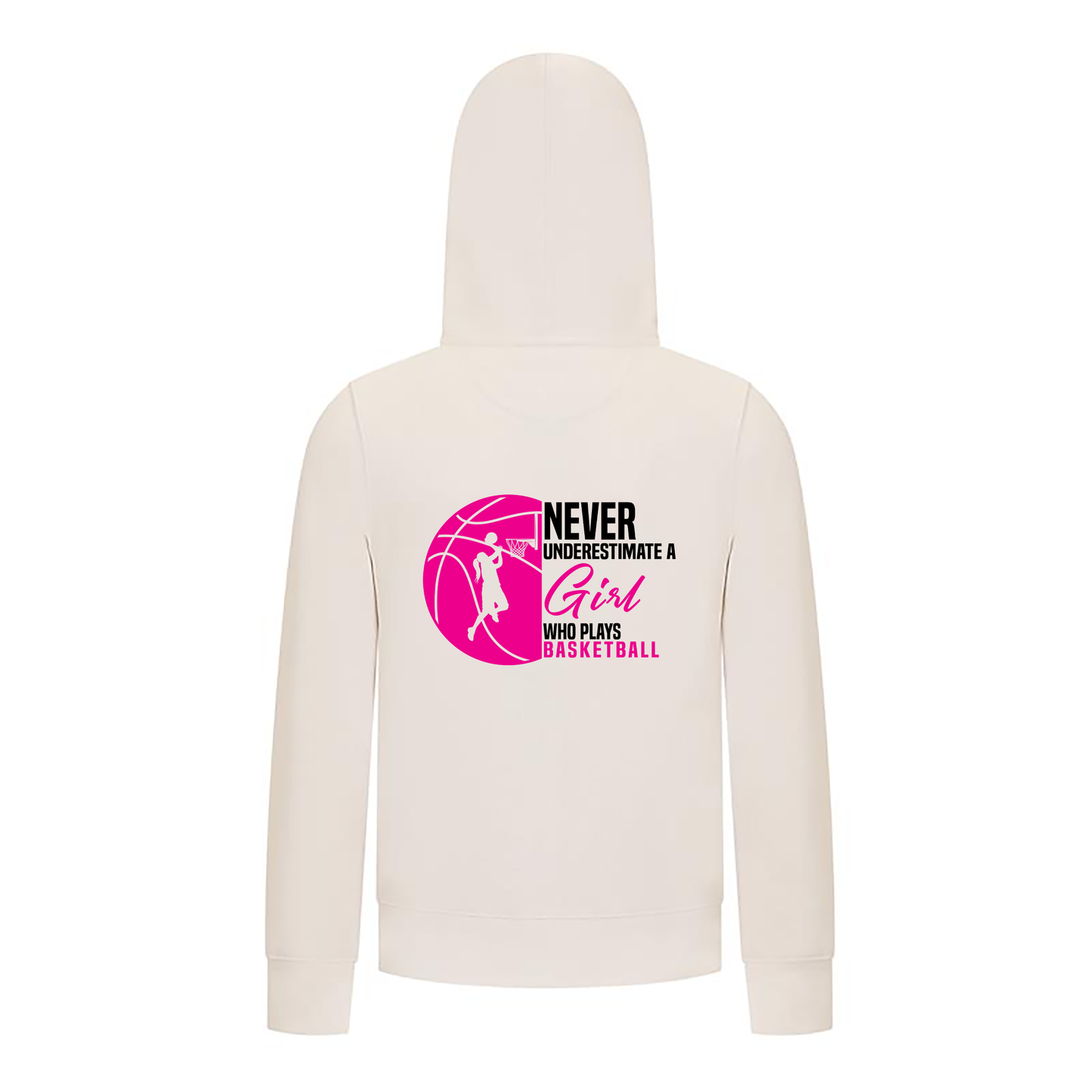 Everyday Kids Basketball Collection Girls Zip Up – Basketball Pink Ball Graphic Sweatshirt