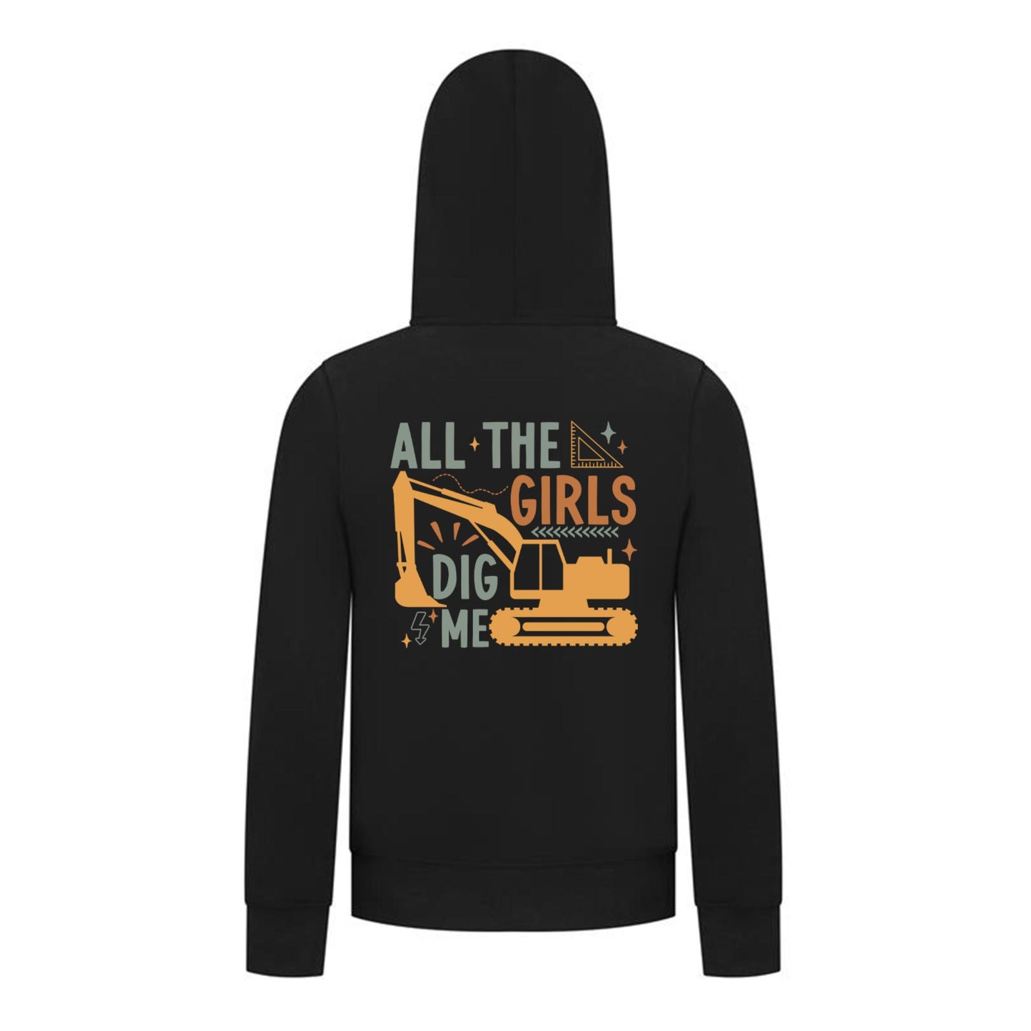 Everyday Kids All the Girls Dig Me Boys Zip Up Hoodie – Funny Construction Truck Sweatshirt