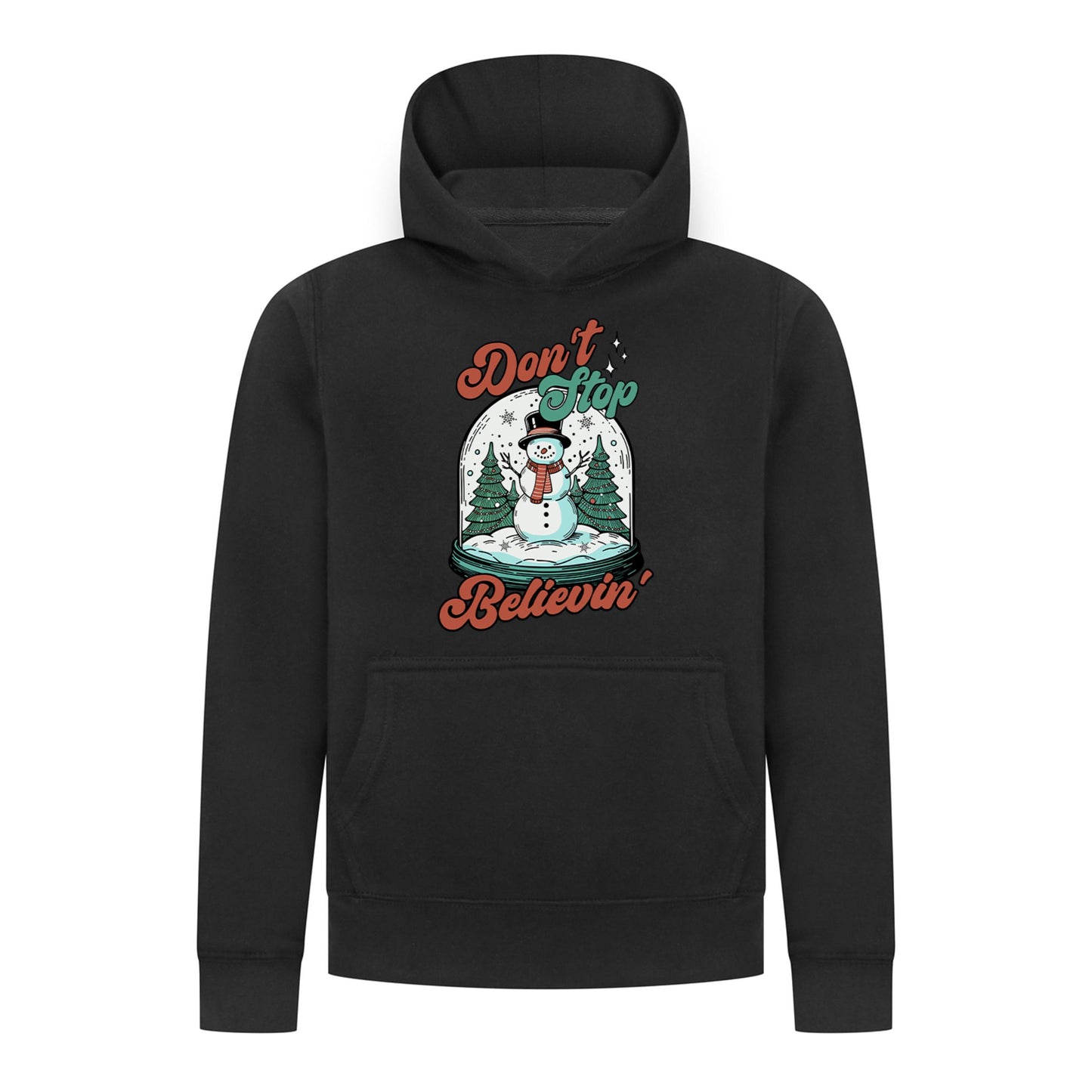 Everyday Kids Christmas Collection Don’t Stop Believin’ Pullover Hoodie – Holiday Snowman Sweatshirt