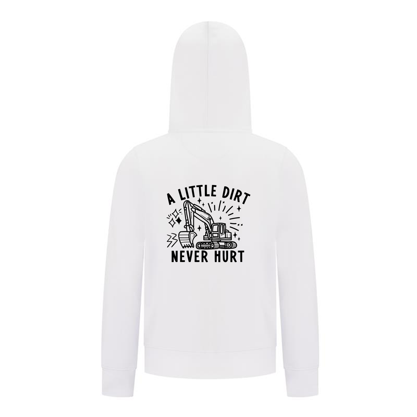 Everyday Kids Construction collection Zip Up  Hoodie – “A Little Dirt Never Hurt” Graphic Sweatshirt