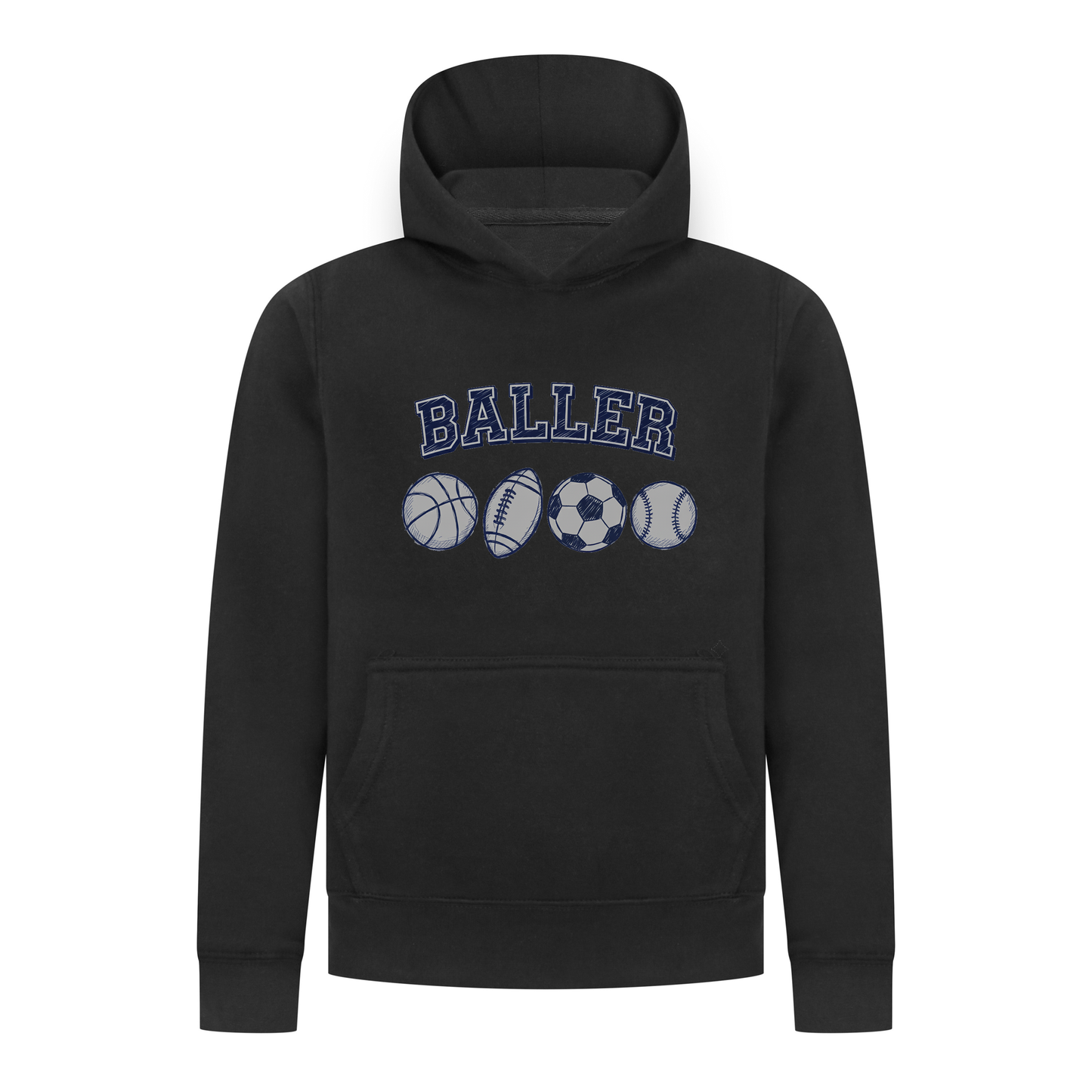 Everyday Kids Sports Collection Boys Pullover Hoodie – Ballers Multi-Sport Graphic Sweatshirt