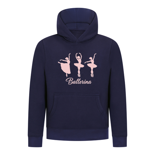 Everyday Kids Ballerina Girls Pullover Hoodie – Pink Dancer Silhouette Ballet Sweatshirt