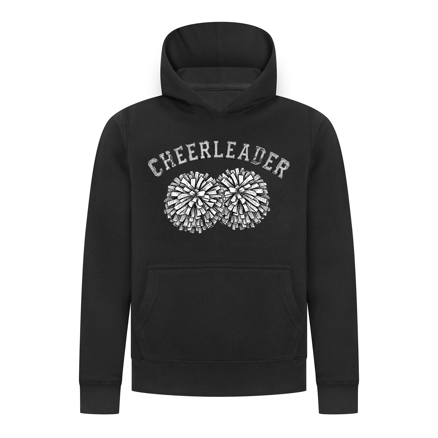 Everyday Kids Cheerleader Girls Pullover Hoodie – Pom Pom Sketch Graphic Sweatshirt