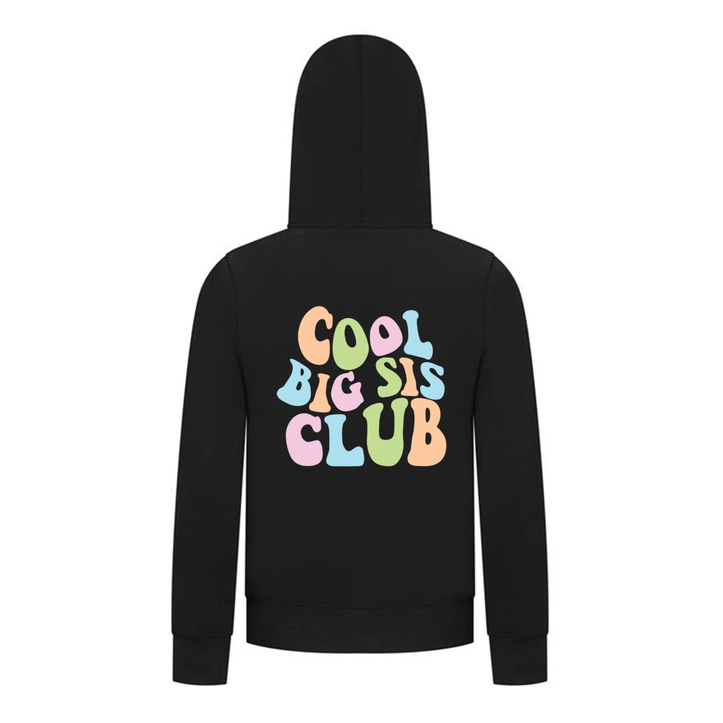 Everyday Kids Cool Big Sis Club Girls Zip Up Hoodie – Colorful Sibling Sweatshirt