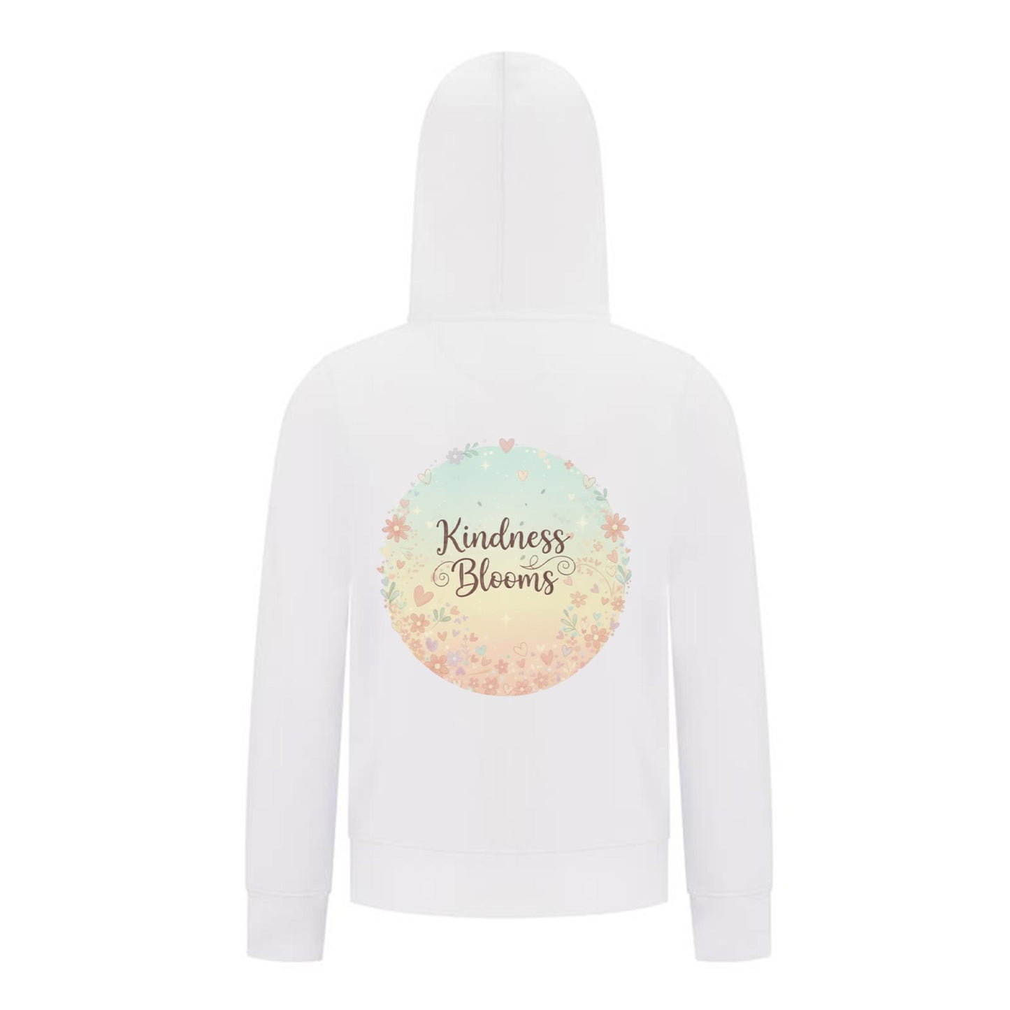 Everyday Kids “Kindness Blooms” Girls Zip Up Hoodie – Pastel Floral Positive Sweatshirt
