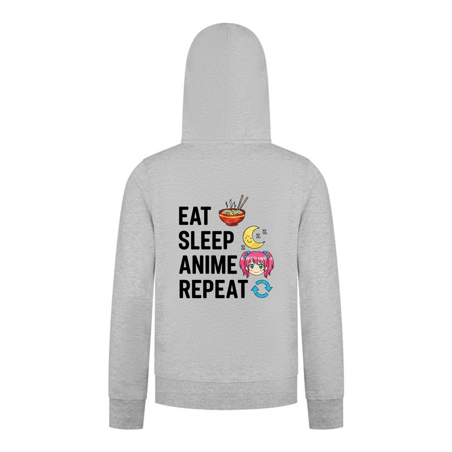 Everyday Kids Anime Collection Girls Zip Up Hoodie – Cute Pink Anime Girl, Ramen & Moon Graphic Sweatshirt