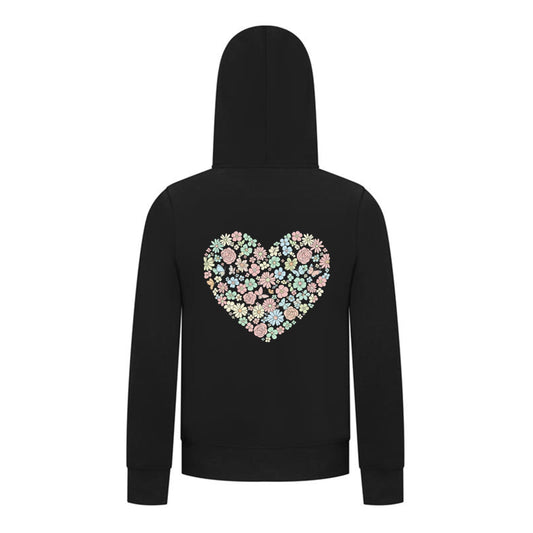 Everyday Kids Floral Heart Girls Zip Up Hoodie – Pastel Flower & Butterfly Graphic Sweatshirt