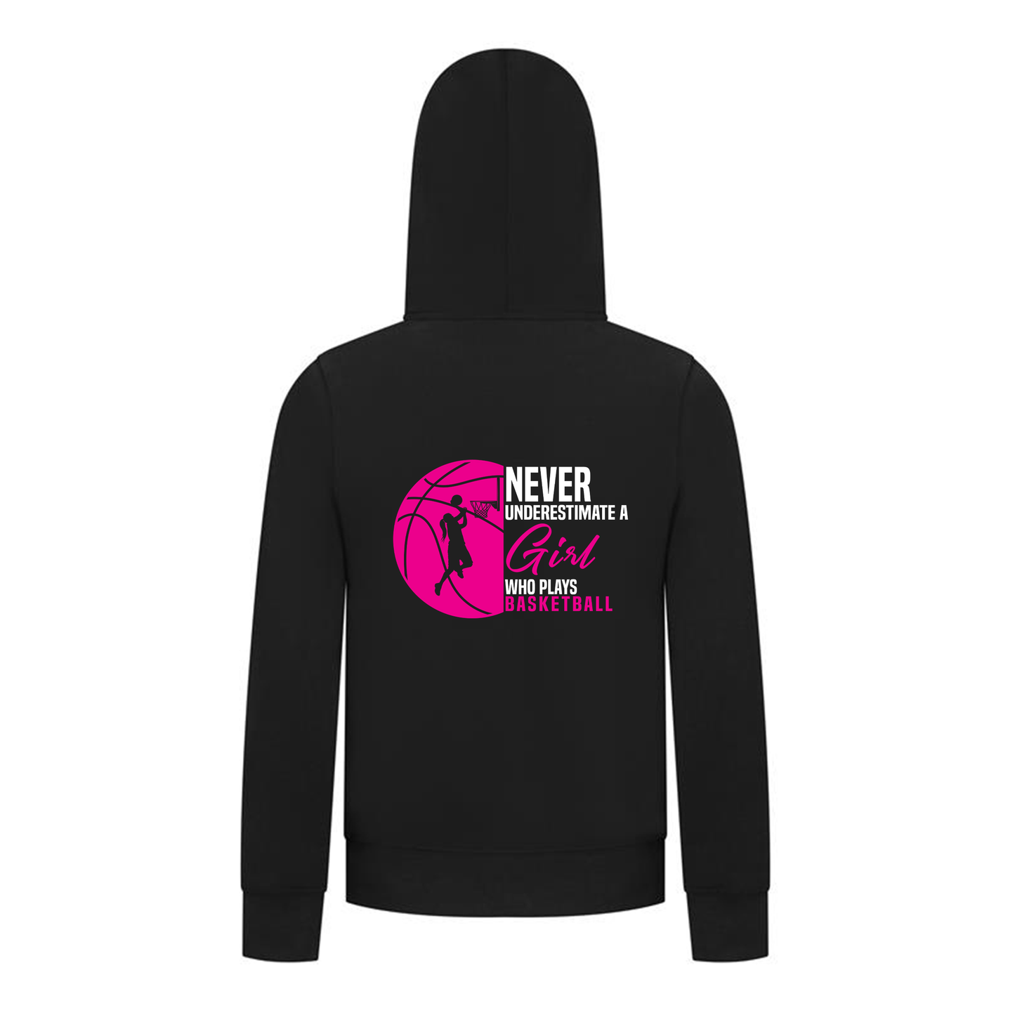 Everyday Kids Basketball Collection Girls Zip Up – Basketball Pink Ball Graphic Sweatshirt