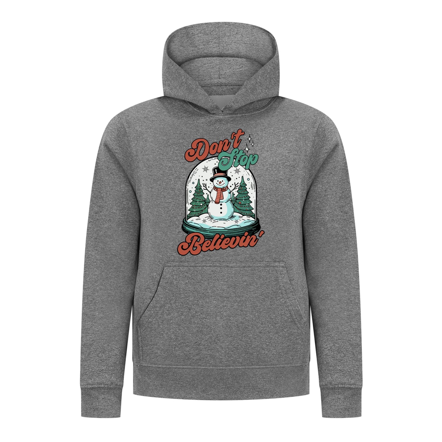 Everyday Kids Christmas Collection Don’t Stop Believin’ Pullover Hoodie – Holiday Snowman Sweatshirt