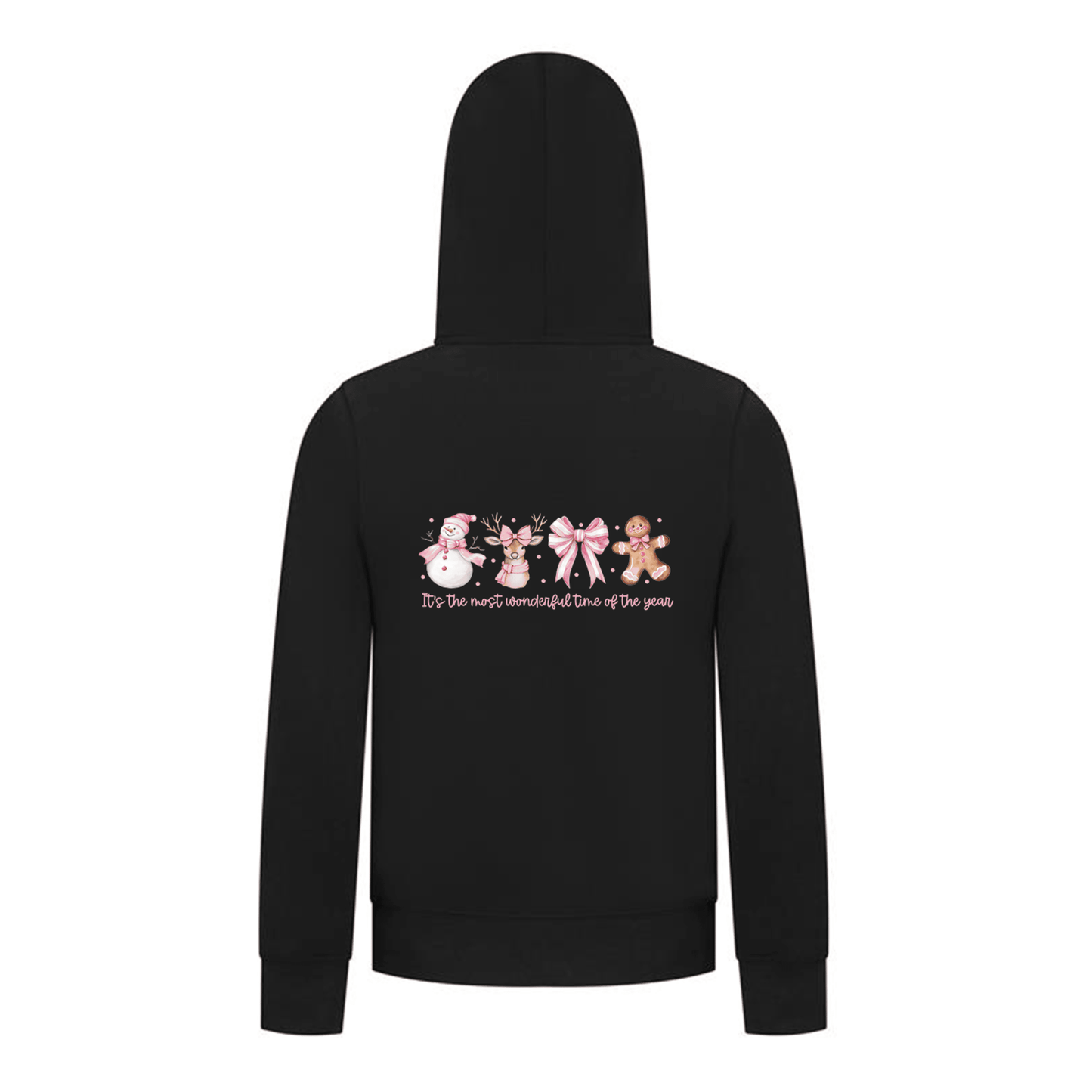 Everyday Kids Christmas Collection Most Wonderful Time Girls Zip up Hoodie – Pink Holiday Sweatshirt