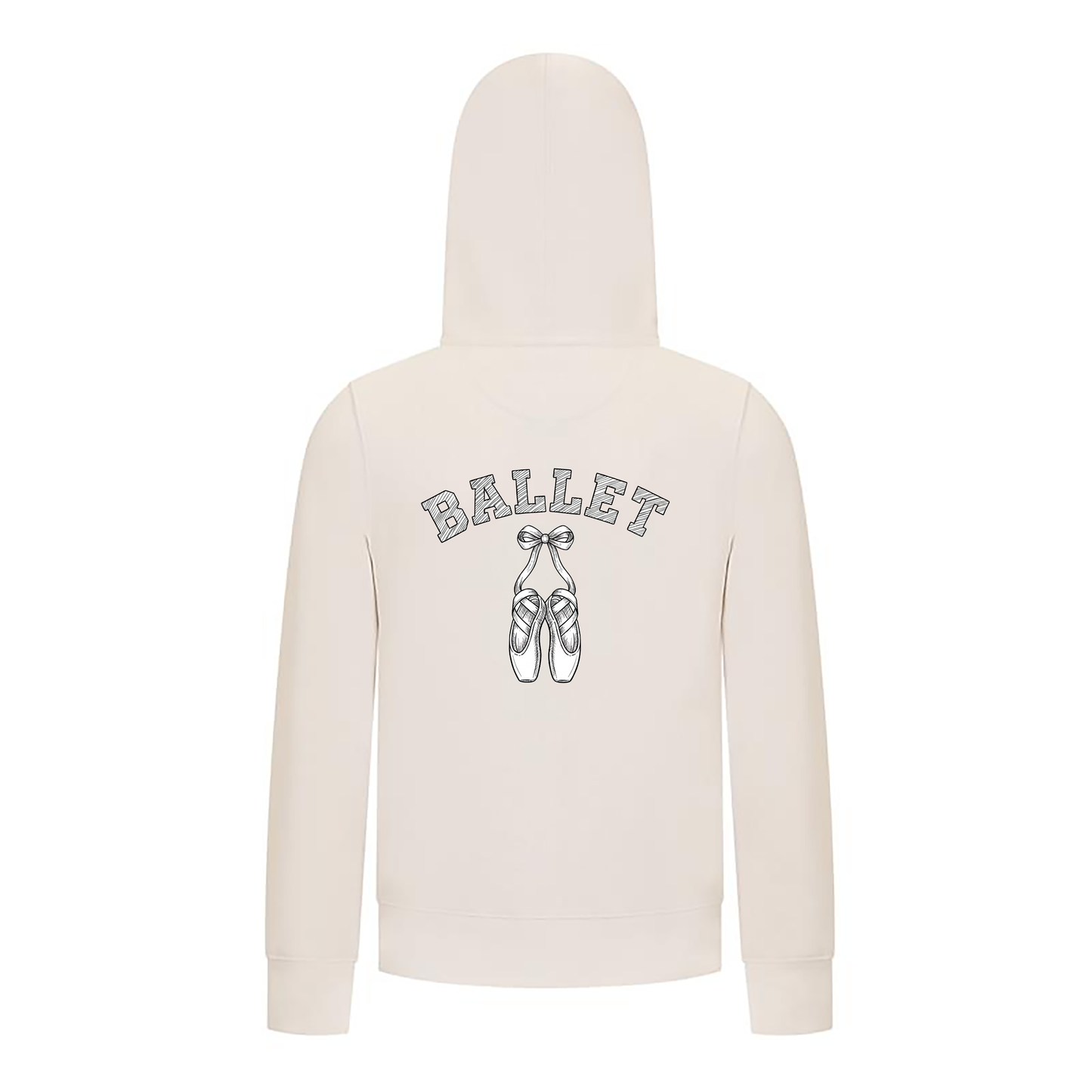Everyday Kids Ballet Collection Hoodie Girls Zip Up – Pointe Shoe Sketch Design - Graphic Sweatshirt