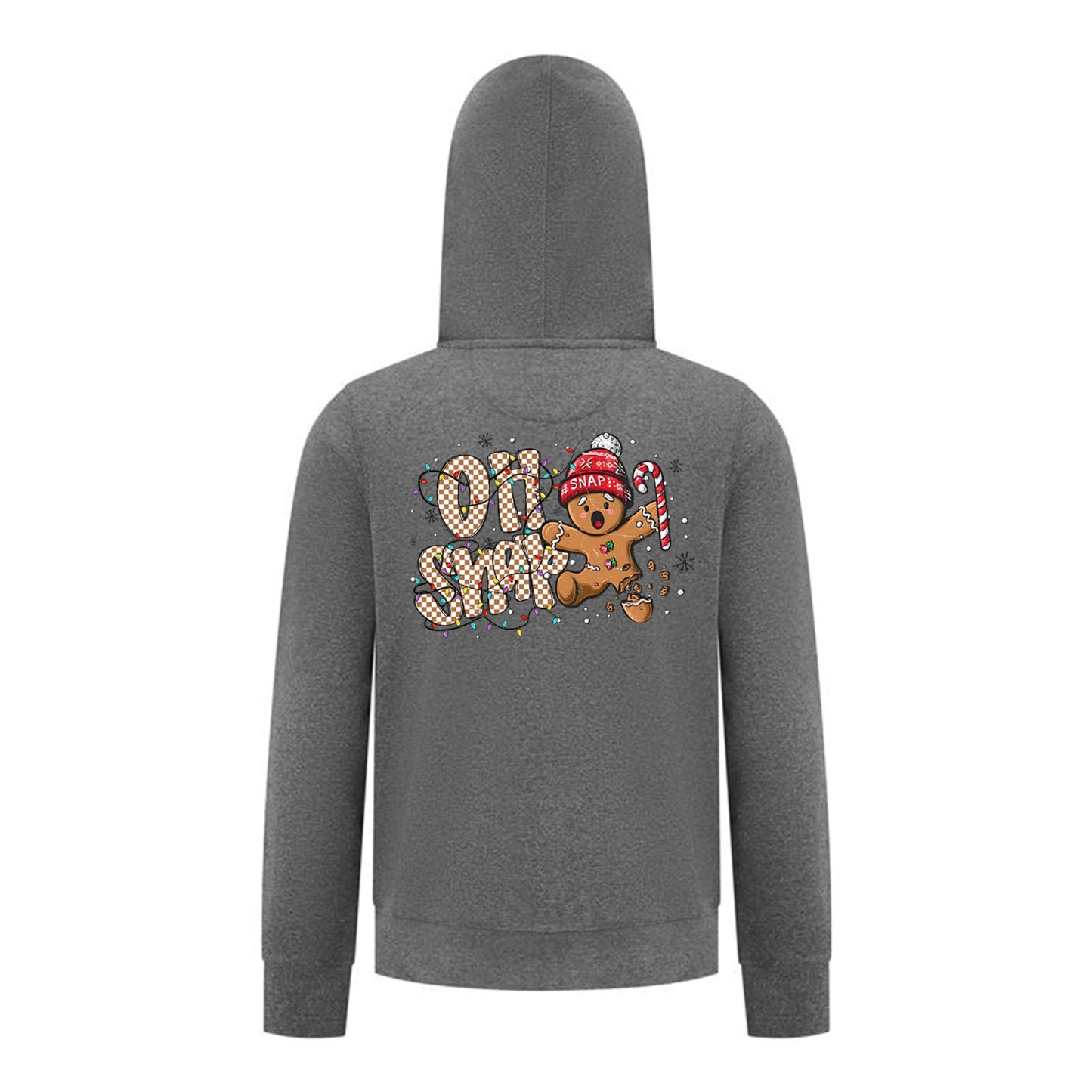 Everyday Kids Christmas Collection Oh Snap Boys Zip Up Hoodie – Funny Gingerbread Holiday Sweatshirt