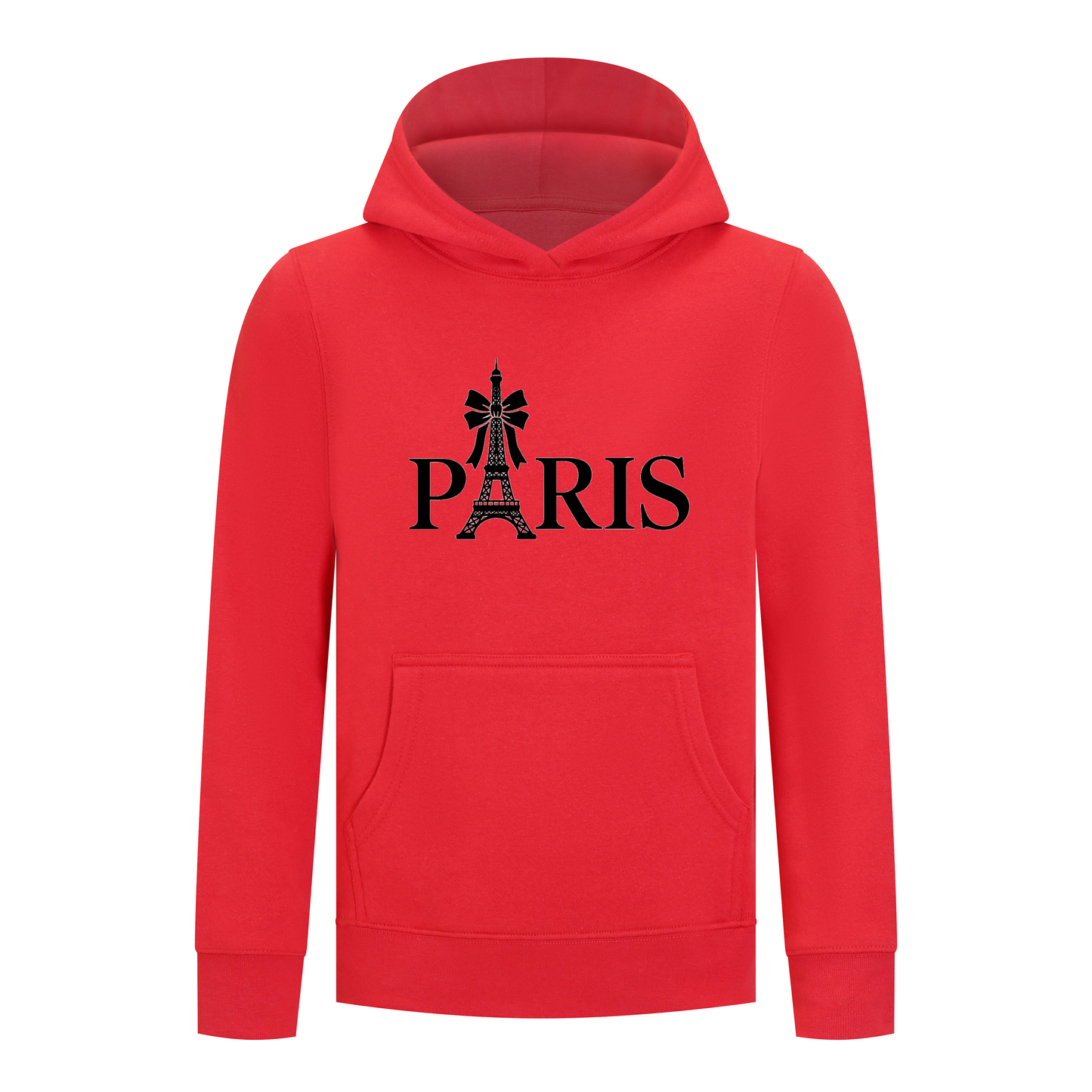 Everyday Kids Paris Bow Girls Pullover Hoodie – Black Eiffel Tower City Graphic Sweatshirt