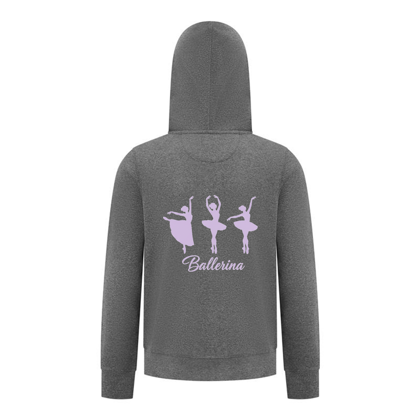 Everyday Kids Ballerina Girls Zip Up Hoodie – Purple Dancer Silhouette Ballet Sweatshirt