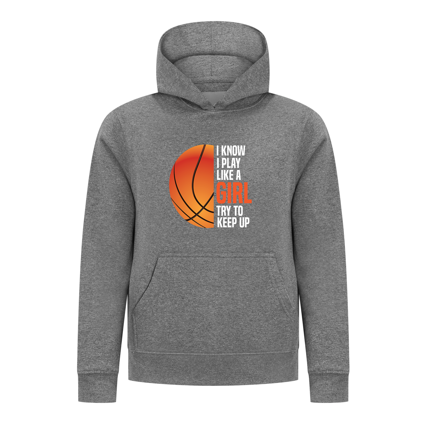 Everyday Kids Basketball Collection Girls Pullover – Classic Orange Half-Ball Graphic Sweatshirt