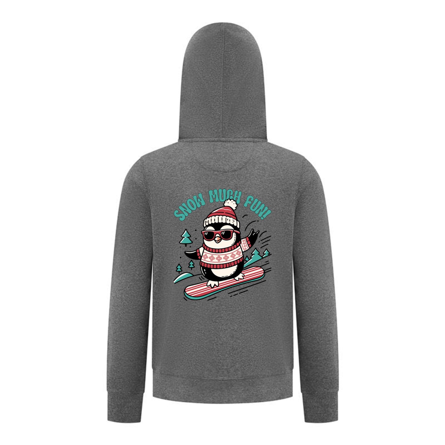 Everyday Kids Christmas Collection Snow Much Fun Boys Zip Up Hoodie – Holiday Penguin Sweatshirt