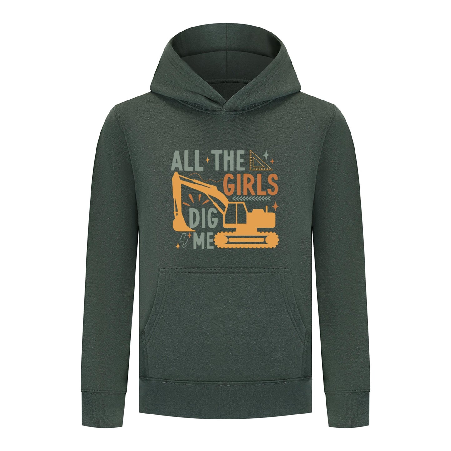 Everyday Kids All the Girls Dig Me Boys Pullover Hoodie – Funny Construction Truck Sweatshirt