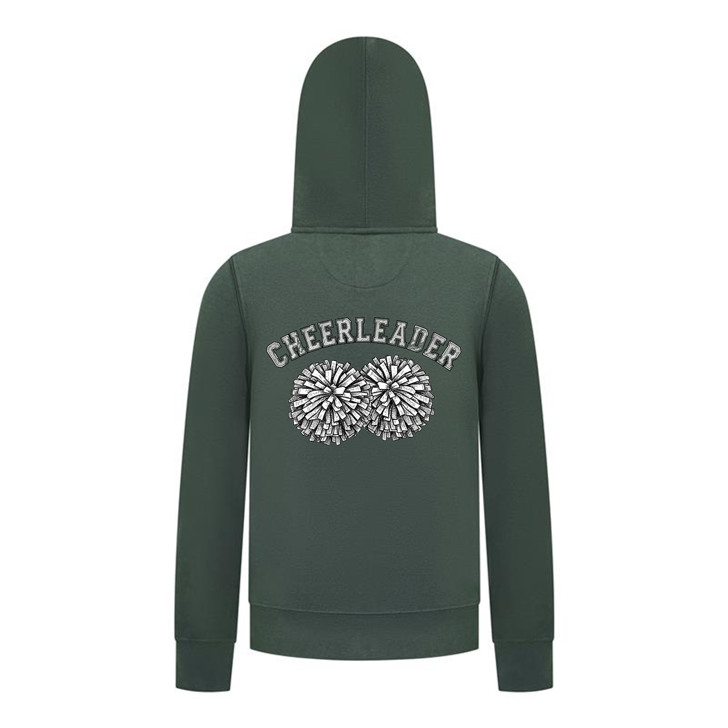 Everyday Kids Cheerleader Girls Zip Up Hoodie – Pom Pom Sketch Graphic Sweatshirt