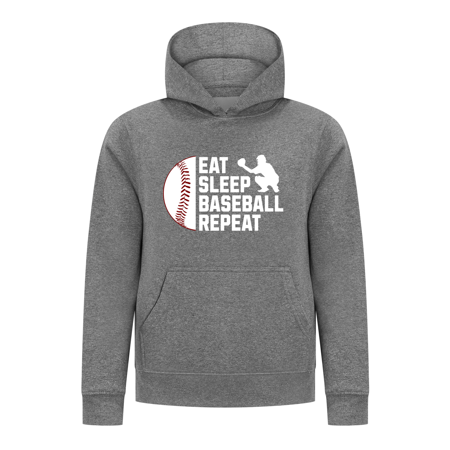 Everyday Kids Baseball Collection Boys Pullover Hoodie – Classic Batter Silhouette Sports Sweatshirt