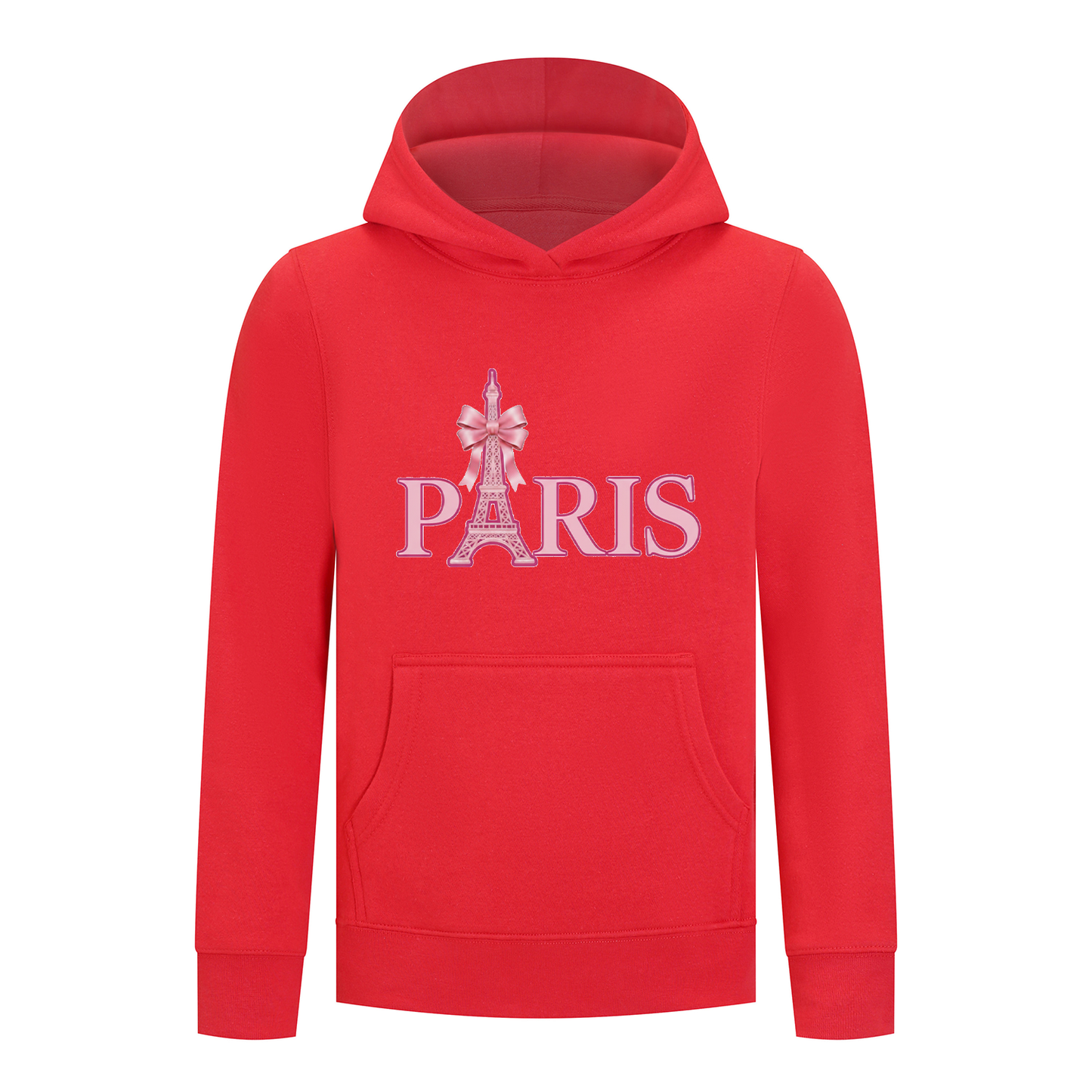 Everyday Kids Paris Bow Girls Pullover Hoodie – Pink Eiffel Tower City Graphic Sweatshirt