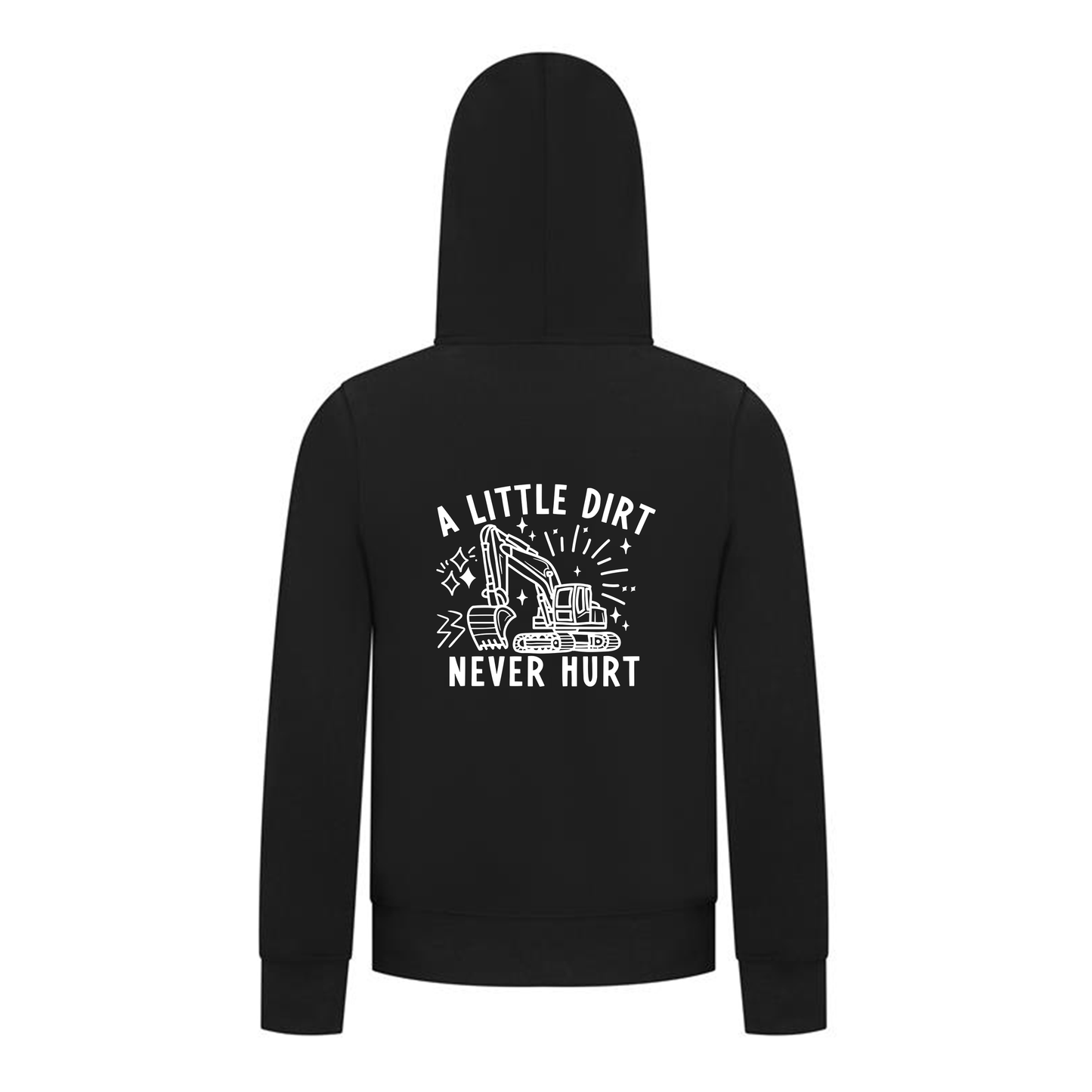 Everyday Kids Construction collection Zip Up  Hoodie – “A Little Dirt Never Hurt” Graphic Sweatshirt