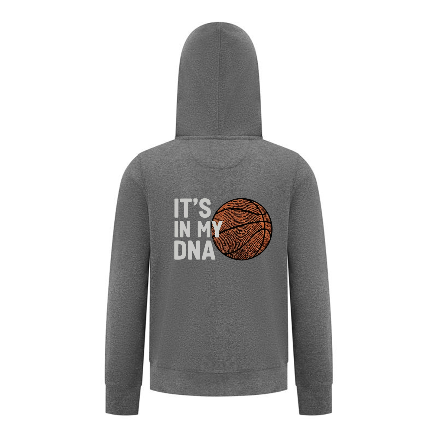 Everyday Kids Basketball Collection Zip Up Hoodie – “It’s in My DNA” Fingerprint Basketball Graphic Sweatshirt